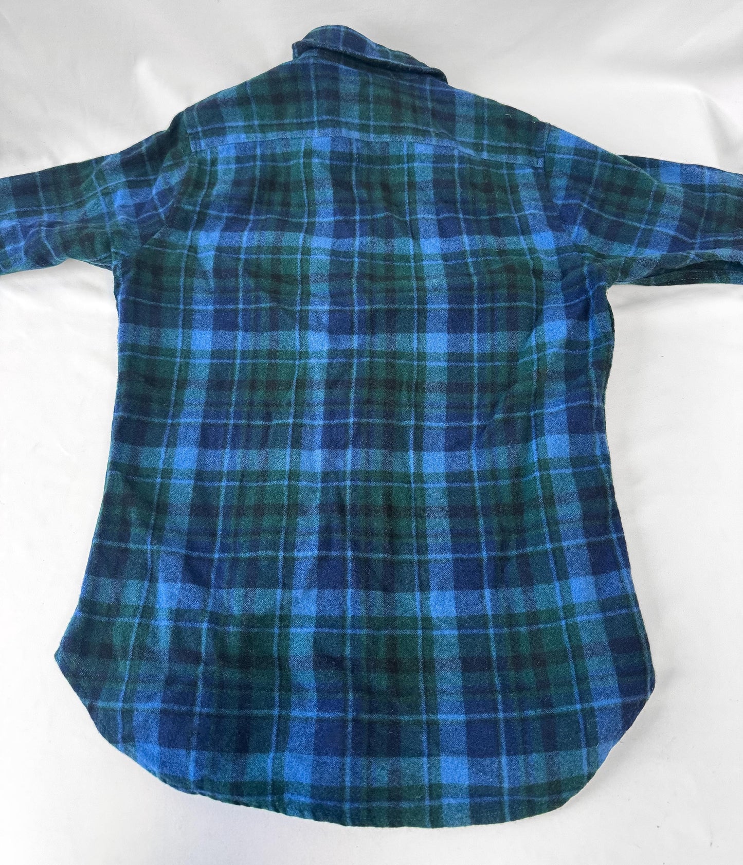 Vintage 70s JCPenney Blue Green Plaid Quilted Wool Button Down, Vintage Men's M
