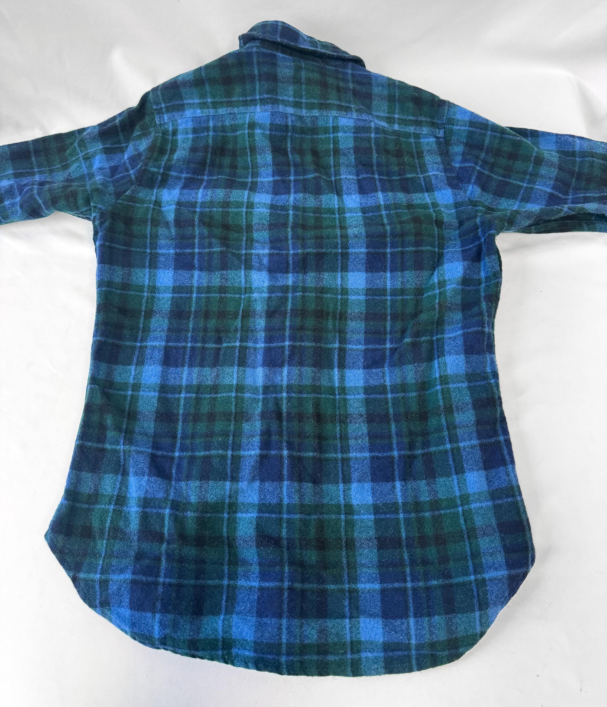 Vintage 70s JCPenney Blue Green Plaid Quilted Wool Button Down, Vintage Men's M