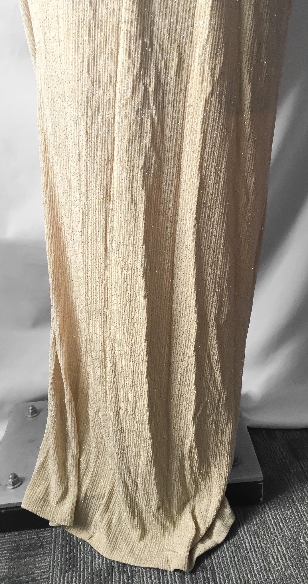 90s Dave and Johnny Beige Champagne Glitter Marilyn Monroe Style Open Back Bodycon Dress, Sz. 4, Art Deco Cocktail Style Evening Gown