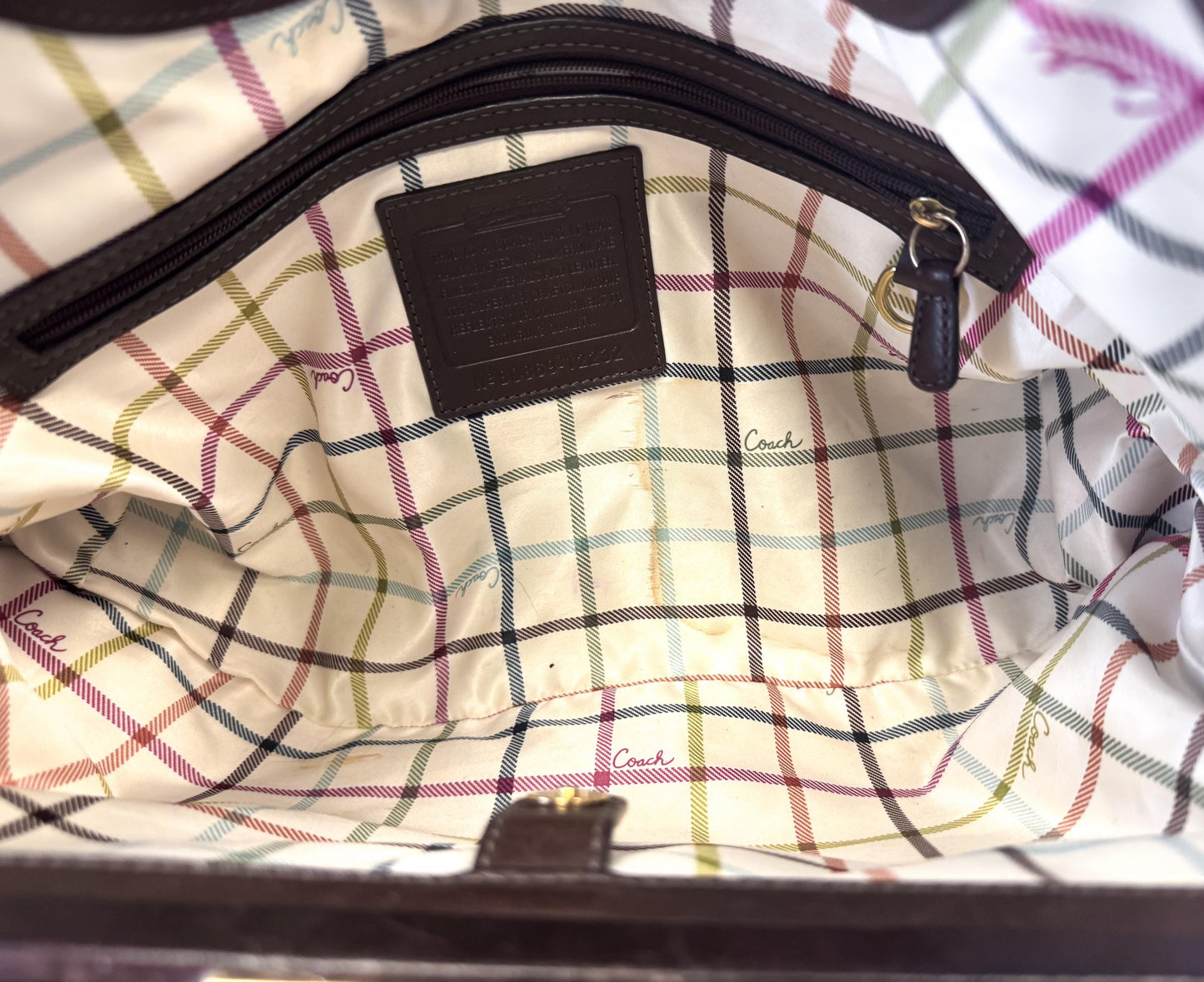 Y2K 00s Coach Ergo Framed Signature Brown Beige Kiss Lock Pleated Shoulder Bag, Style 12232