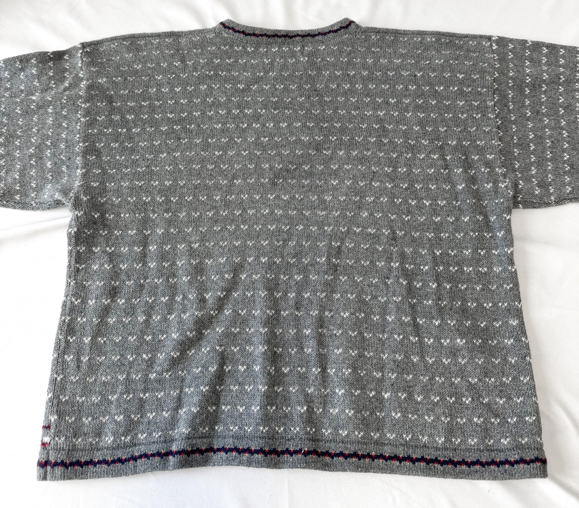 Vintage Woolrich Gray Penguin Print Quarter Clasp Ramie Cotton Blend Sweater, Women's Sz. M