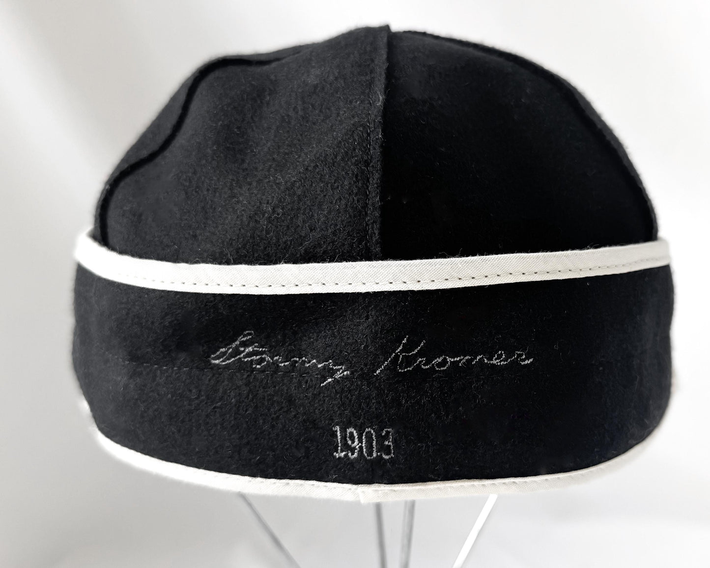 Vintage Stormy Kromer Black White Floral Band Wool Cap, Sz. 7 1/8