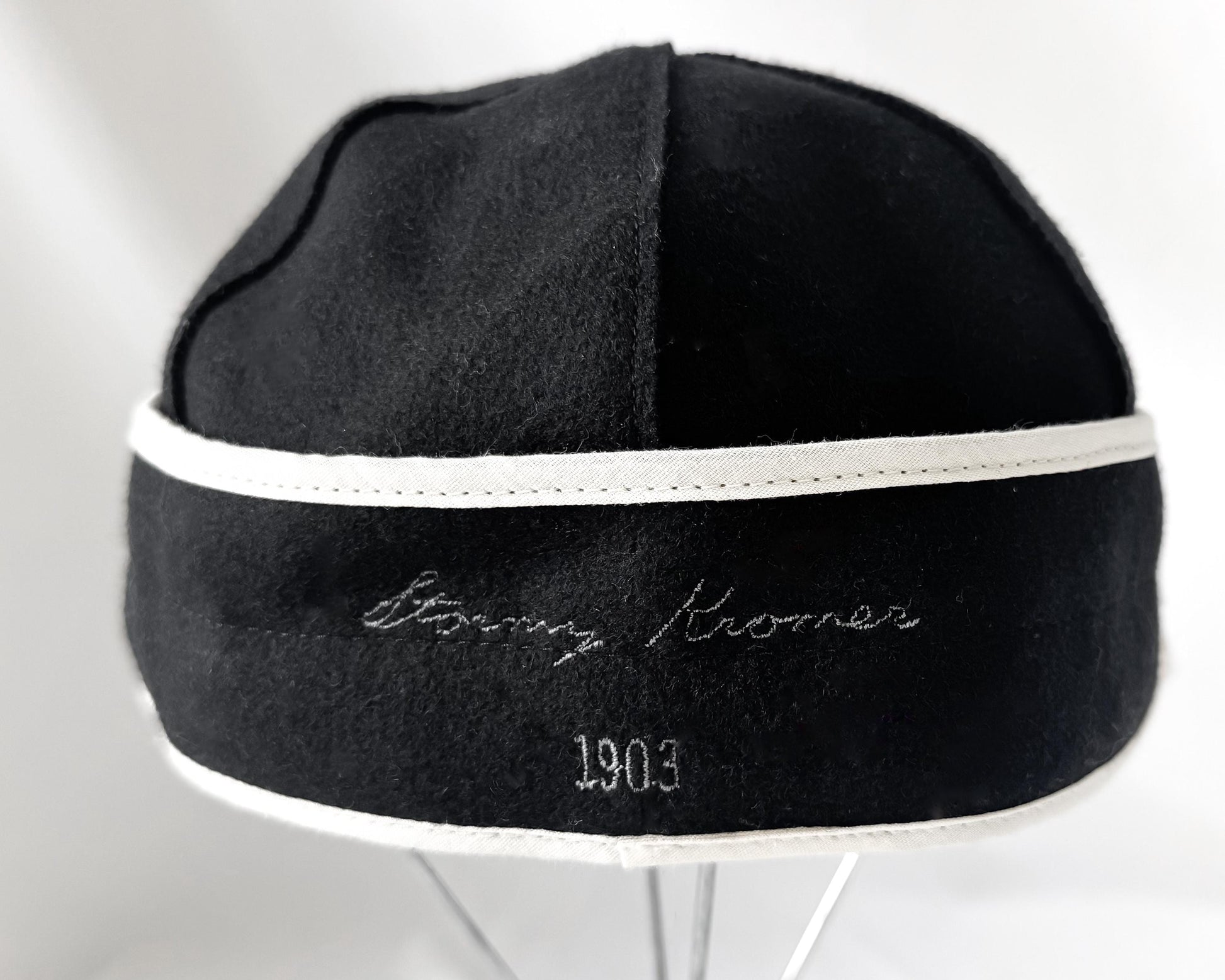 Vintage Stormy Kromer Black White Floral Band Wool Cap, Sz. 7 1/8