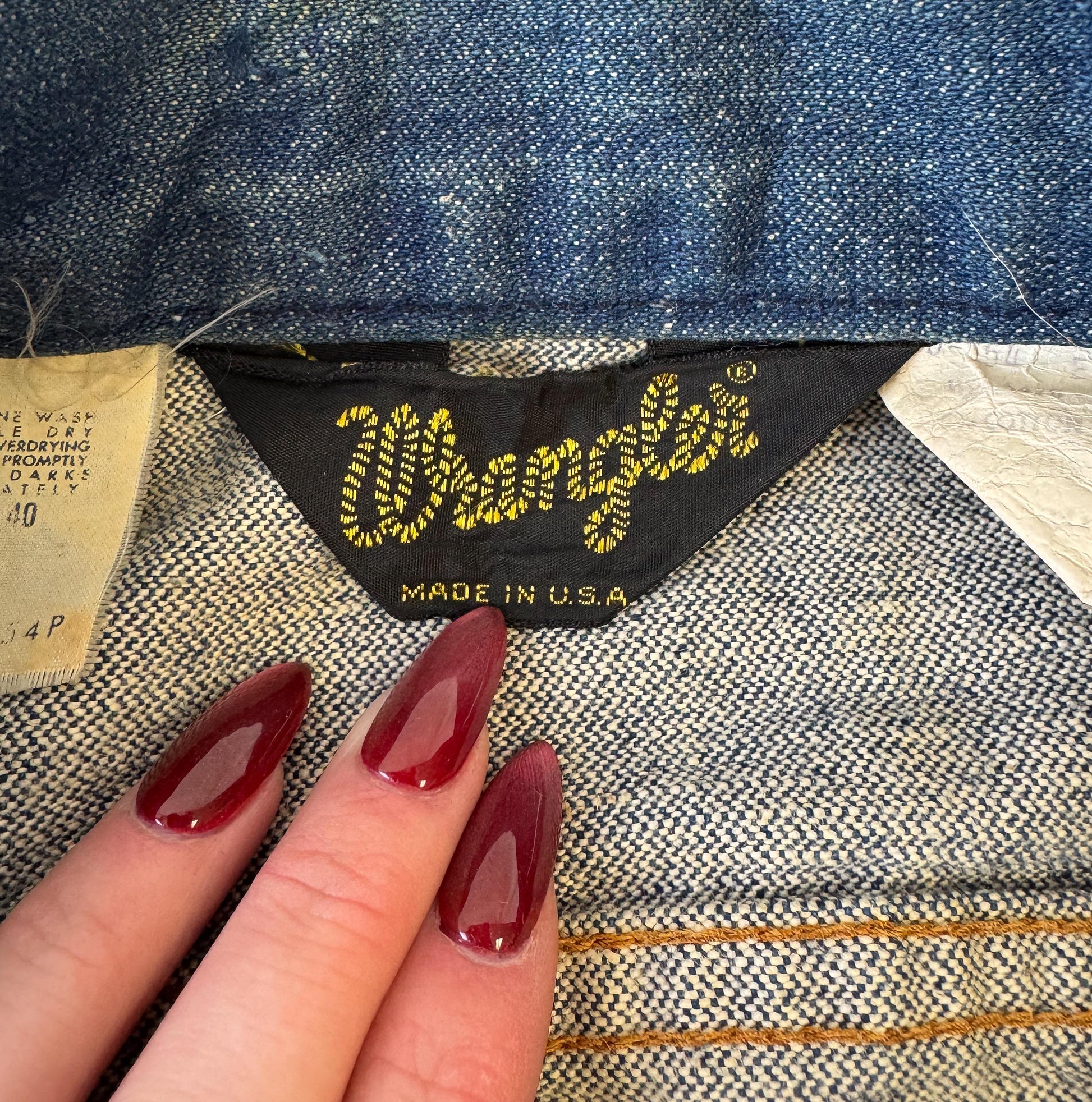 Vintage 70s Wrangler Dark Wash W-Stitch Denim Jean Jacket, Women's Sz. XS/S