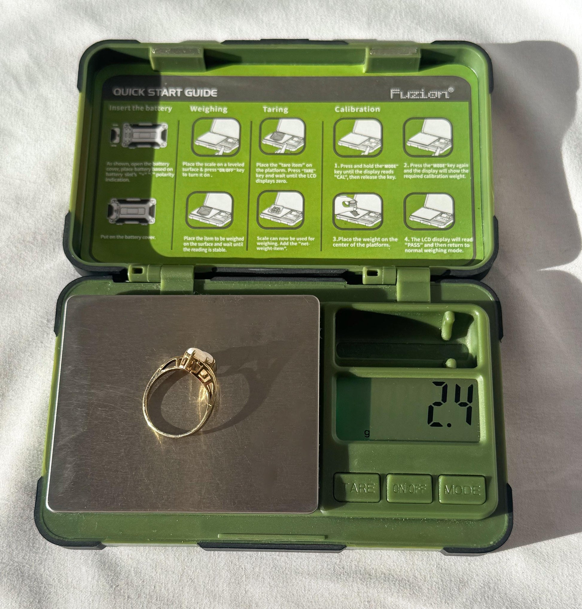 Vintage 10K Yellow Gold Twin Opal Etched Ring, Sz. 8.5, Vintage Art Deco Style Statement Ring