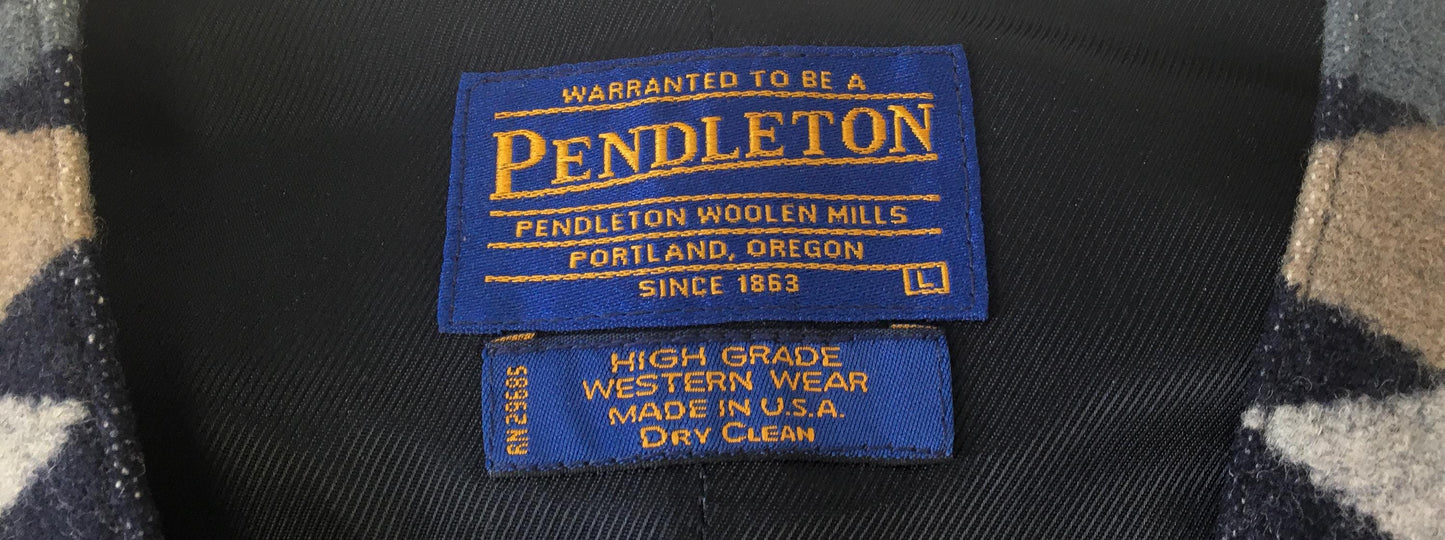 Vintage Pendleton Blue Gray Southwest Aztec Print Wool Vest, Men's Sz. L, Unisex Western Vest