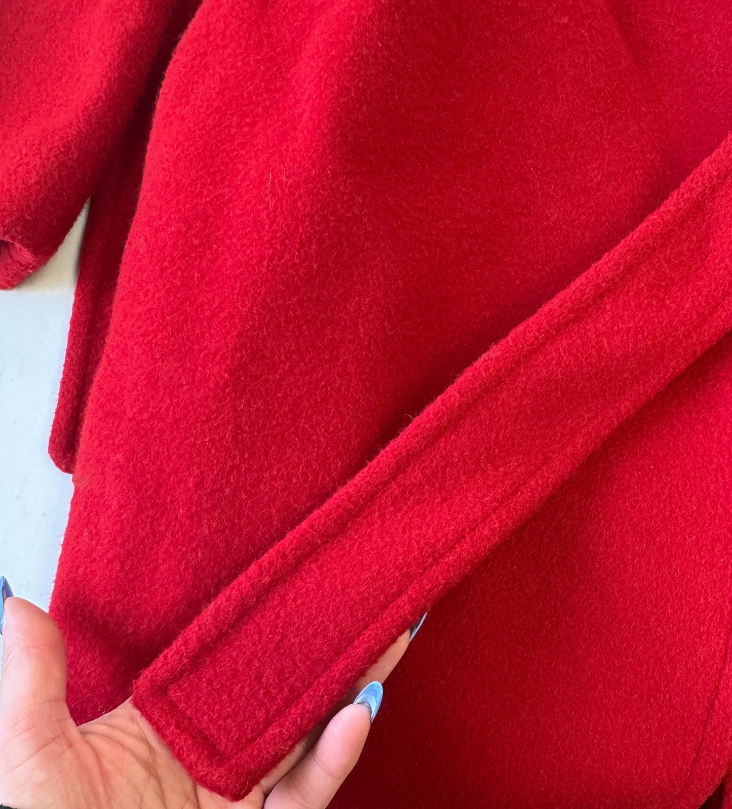 Vintage 80s Pendleton Red Wool Long Wrap Trench Coat, Women's XS/S