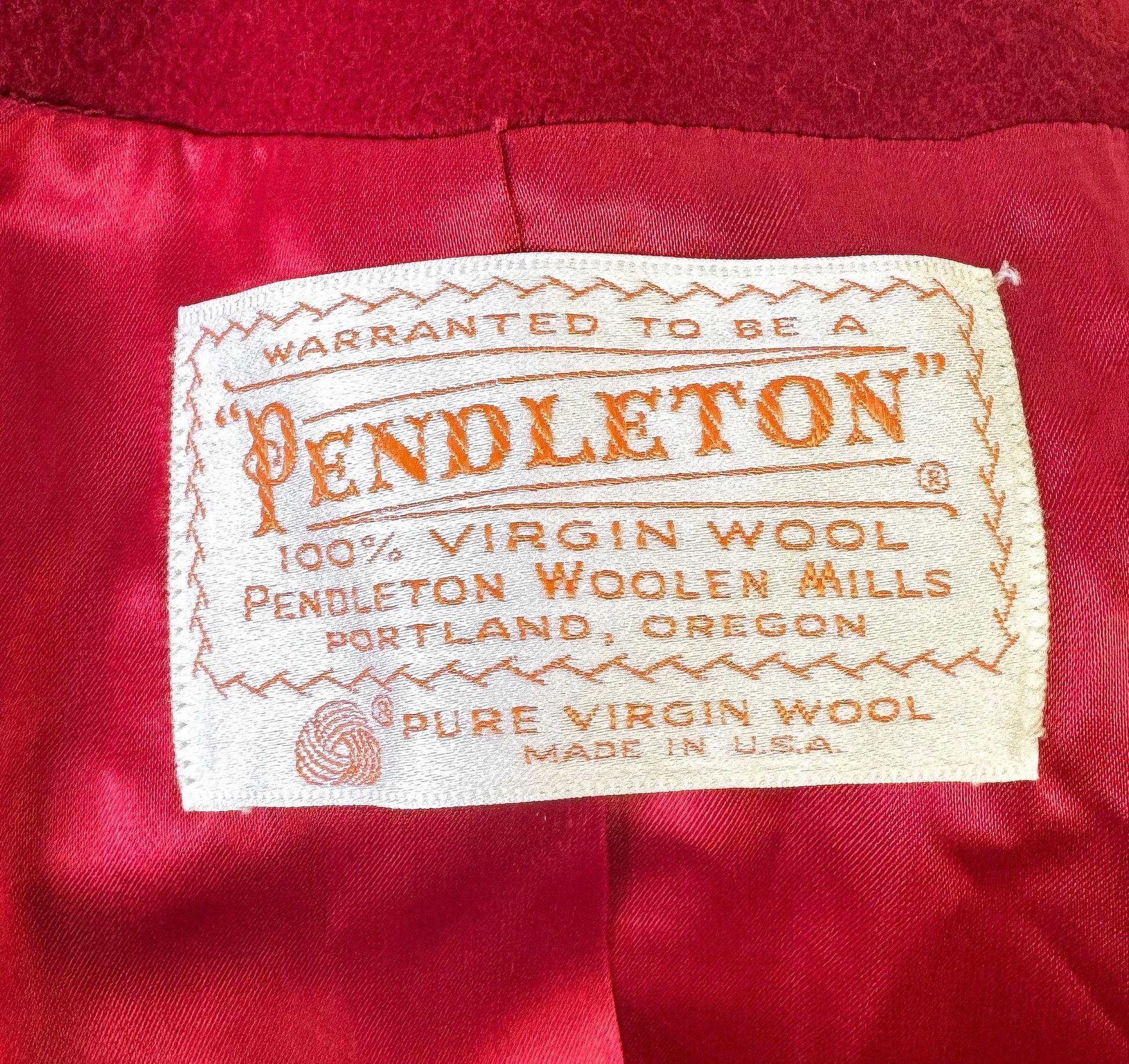 Vintage 80s Pendleton Red Wool Long Wrap Trench Coat, Women's XS/S