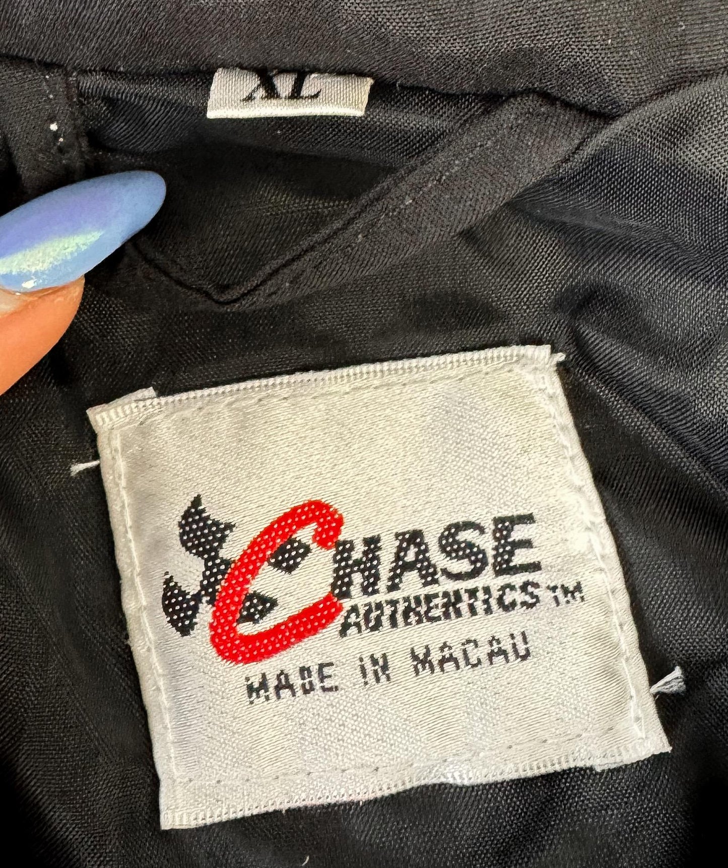 Vintage Style Chase Authentics NASCAR Black Windbreaker Jacket, Mens Sz. XL