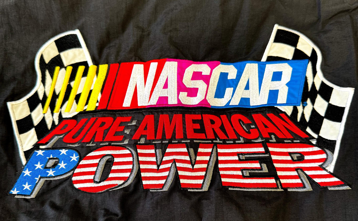 Vintage Style Chase Authentics NASCAR Black Windbreaker Jacket, Mens Sz. XL