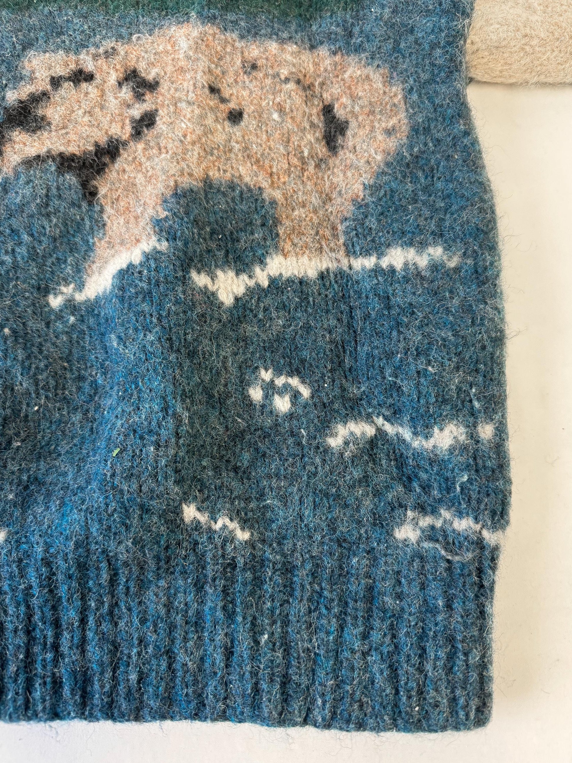 Vintage 90s Woolrich Bear Wool Crewneck Sweater, Women's Sz. XS, Vintage Grandpa Nature Sweater