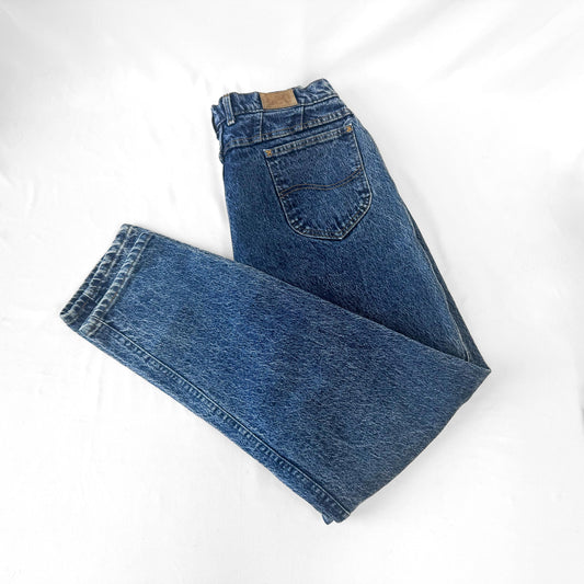 Vintage 90s Lee Dark Acid Wash High Rise Tapered Leg Mom Jeans, Women's 30" x 29"
