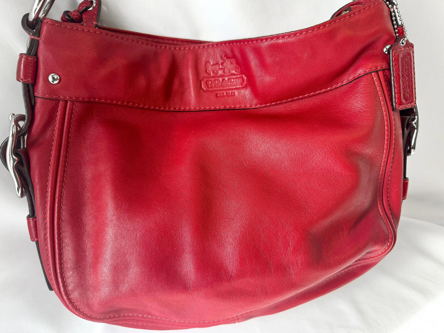 Coach Zoe Red Leather Hobo Shoulder Bag Style 12671