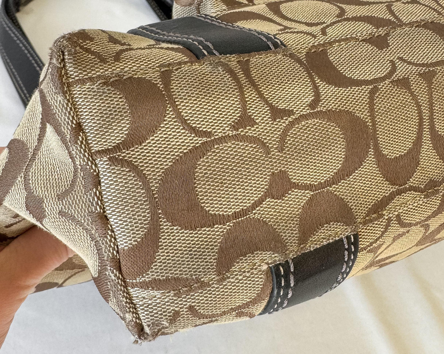 00s Coach Signature Large Legacy Turn Lock Shoulder Bag, Style 12289