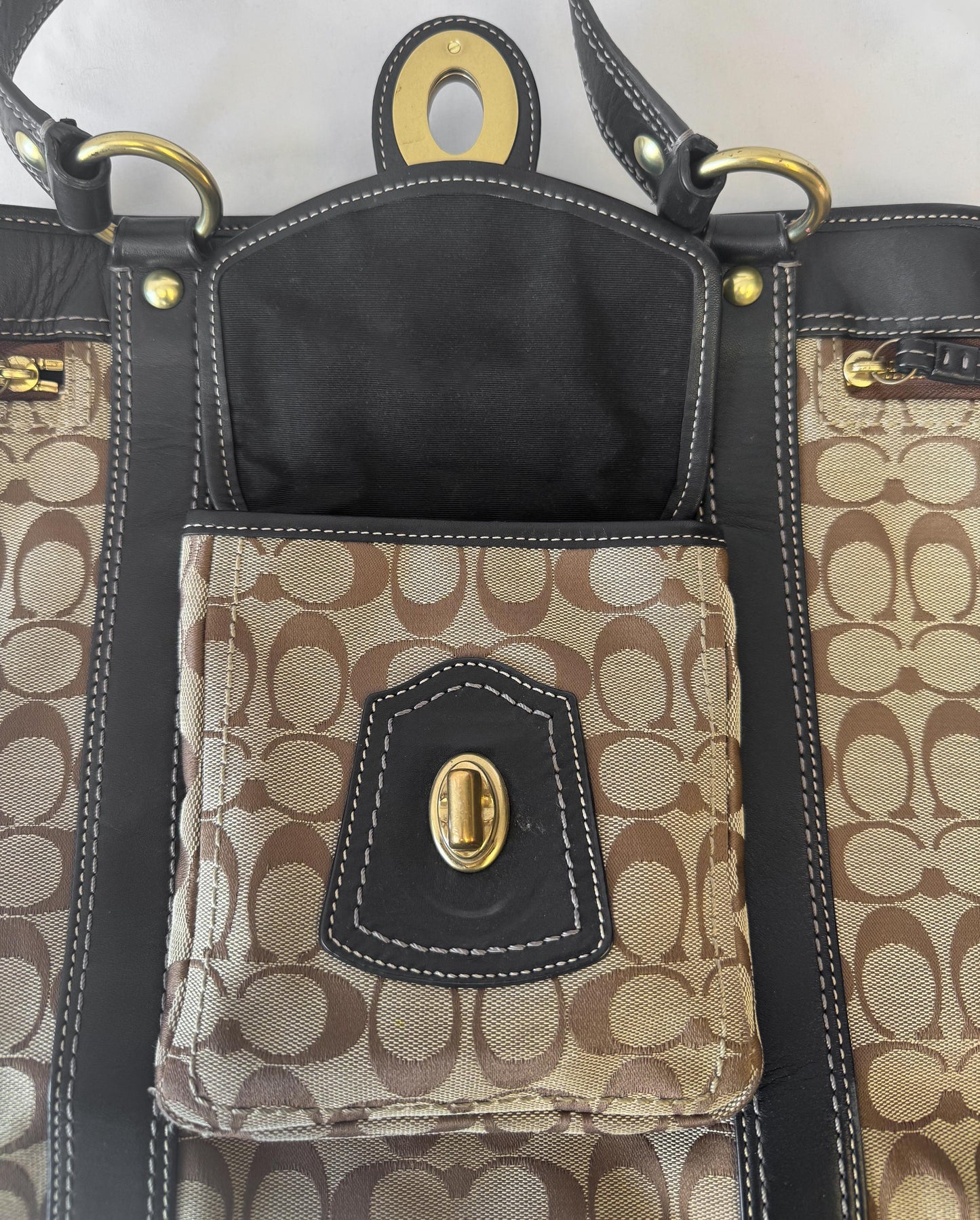 00s Coach Signature Large Legacy Turn Lock Shoulder Bag, Style 12289