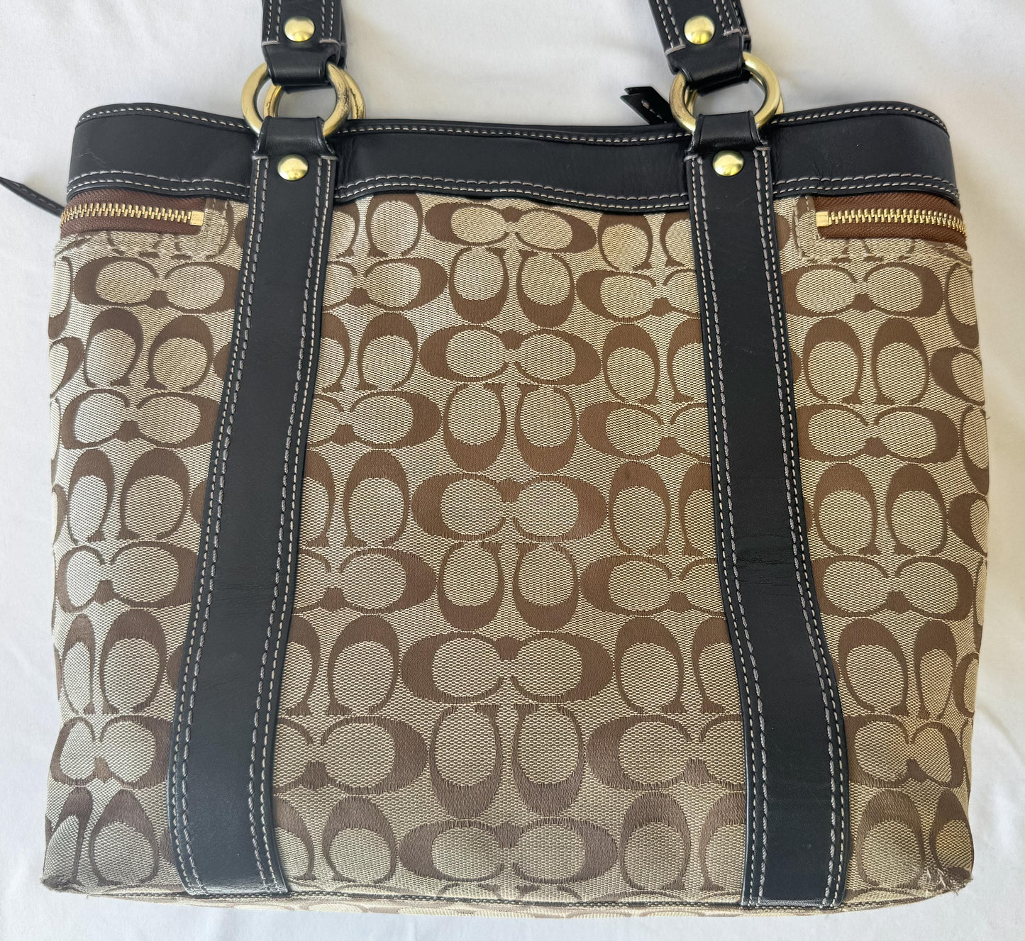 00s Coach Signature Large Legacy Turn Lock Shoulder Bag, Style 12289