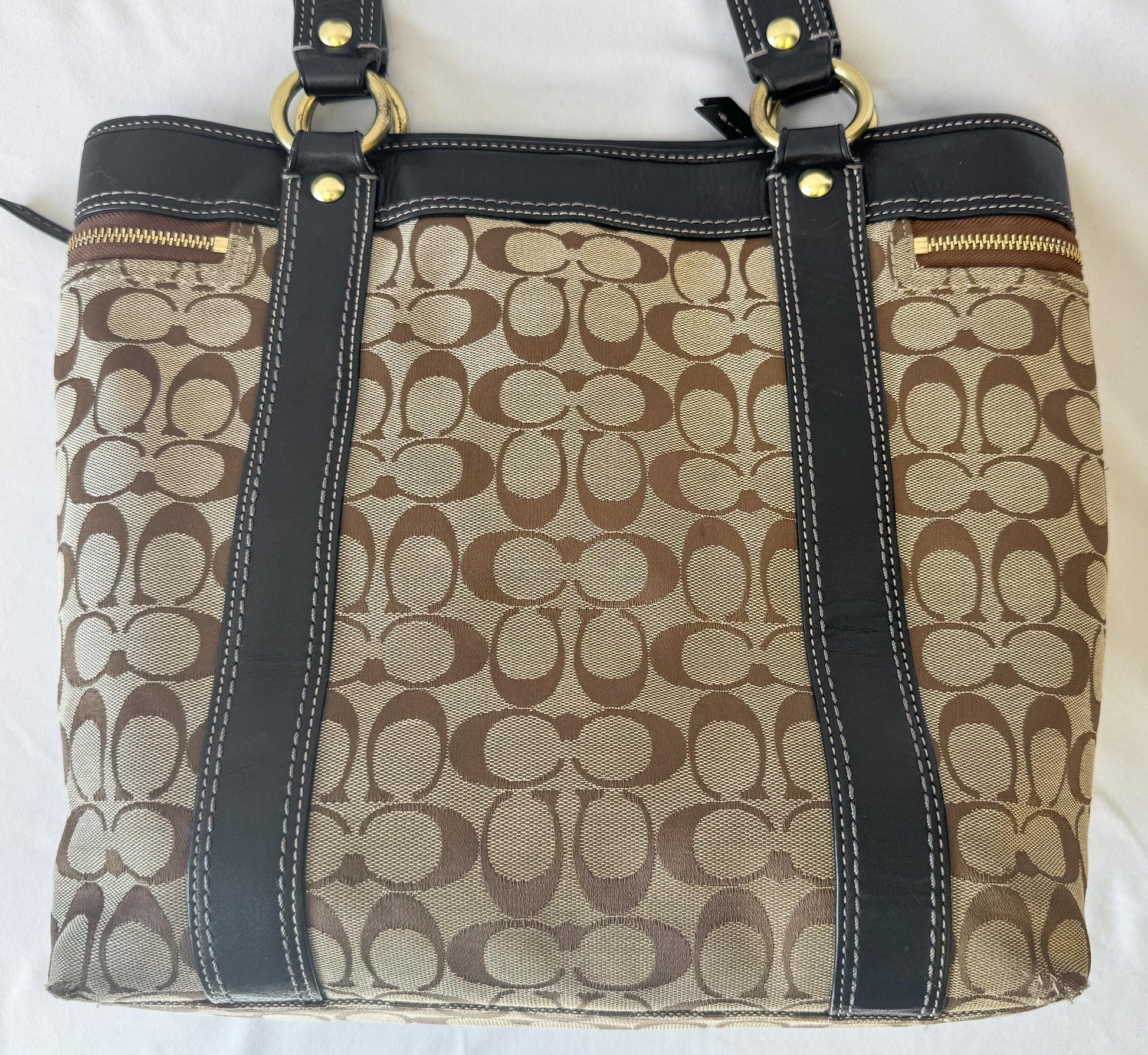 00s Coach Signature Large Legacy Turn Lock Shoulder Bag, Style 12289