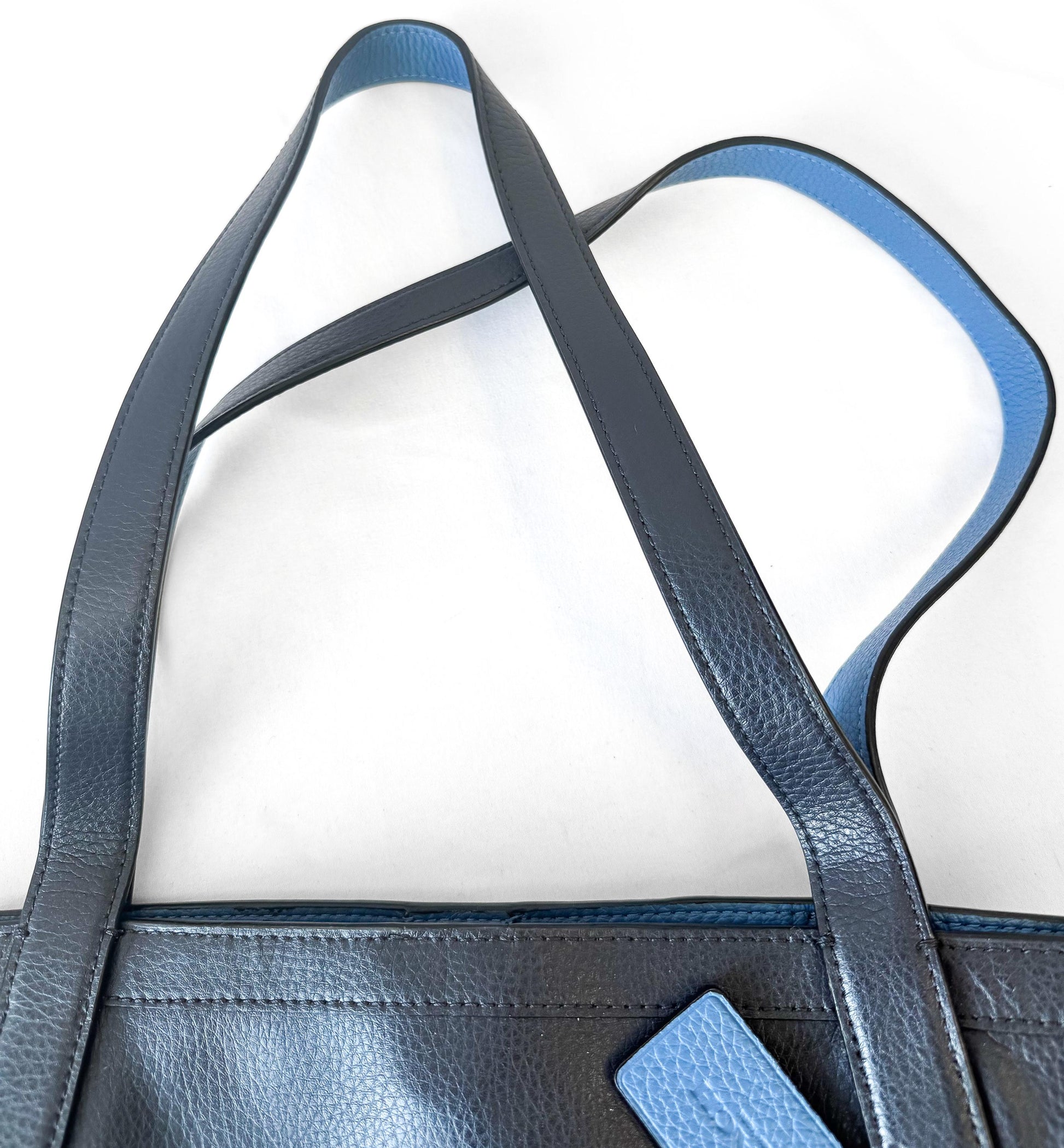 Modern Coach Midnight Blue Horse & Carriage Embossed Pebbled Leather Shoulder Tote Bag, Style C4063