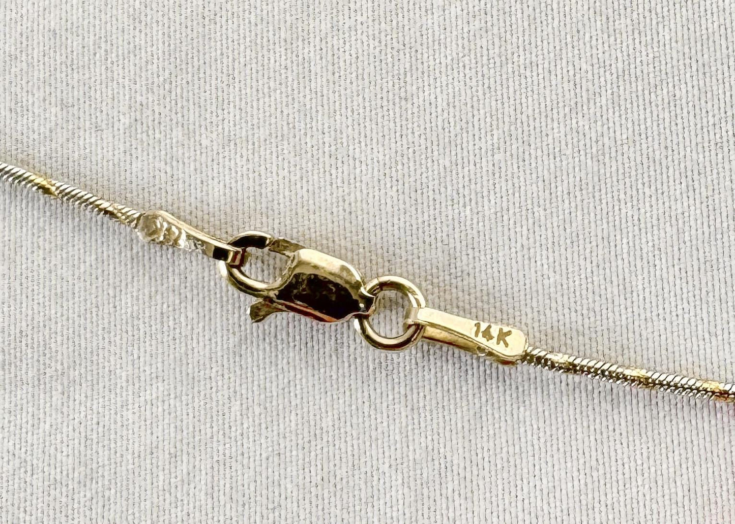 Vintage 14K RCI Etched Two Toned Gold Chain Necklace, Roughly 17", Approx 1mm Width, Unique Everyday Unisex Chain