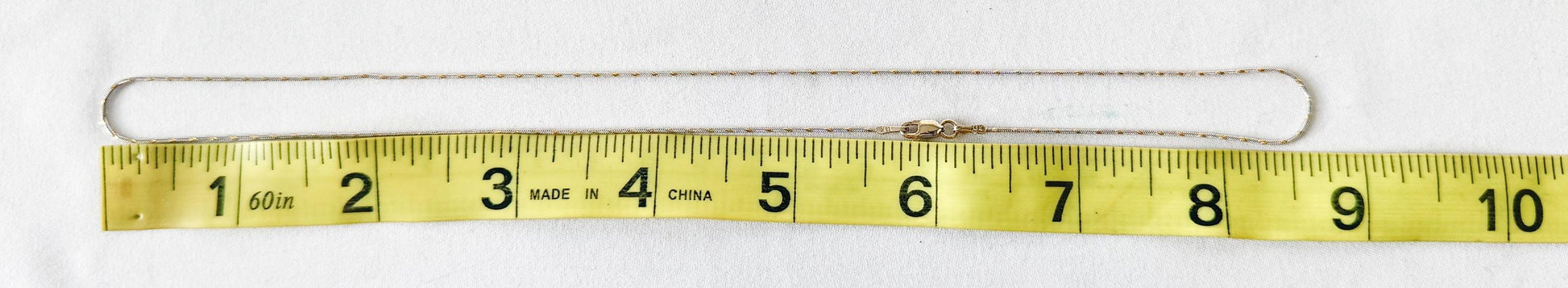 Vintage 14K RCI Etched Two Toned Gold Chain Necklace, Roughly 17", Approx 1mm Width, Unique Everyday Unisex Chain