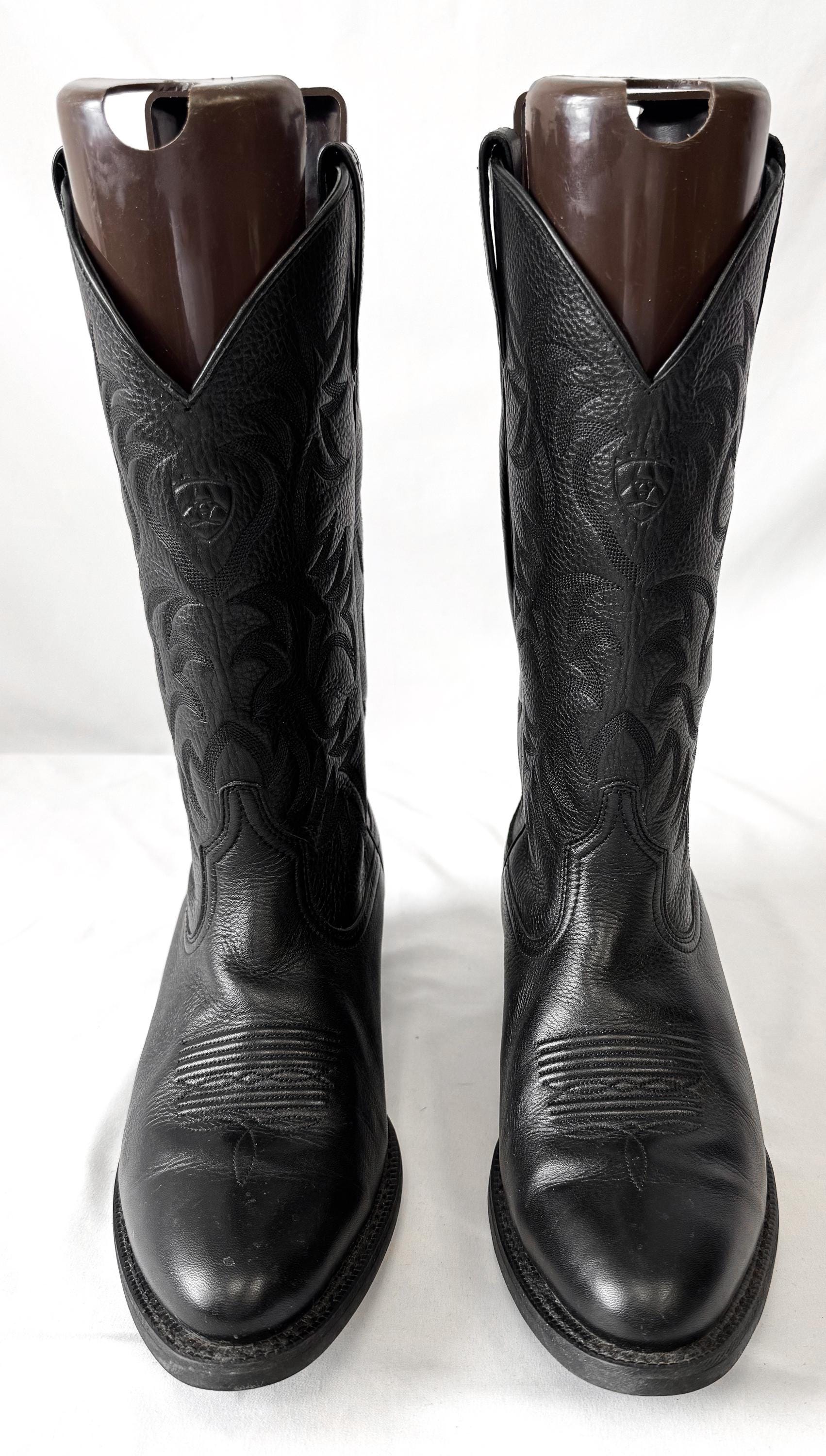 Vintage Style Ariat Heritage R Black Cowboy Boots Style 10002218, Men's Sz. 8.5EE, Vintage Western Festival Boots