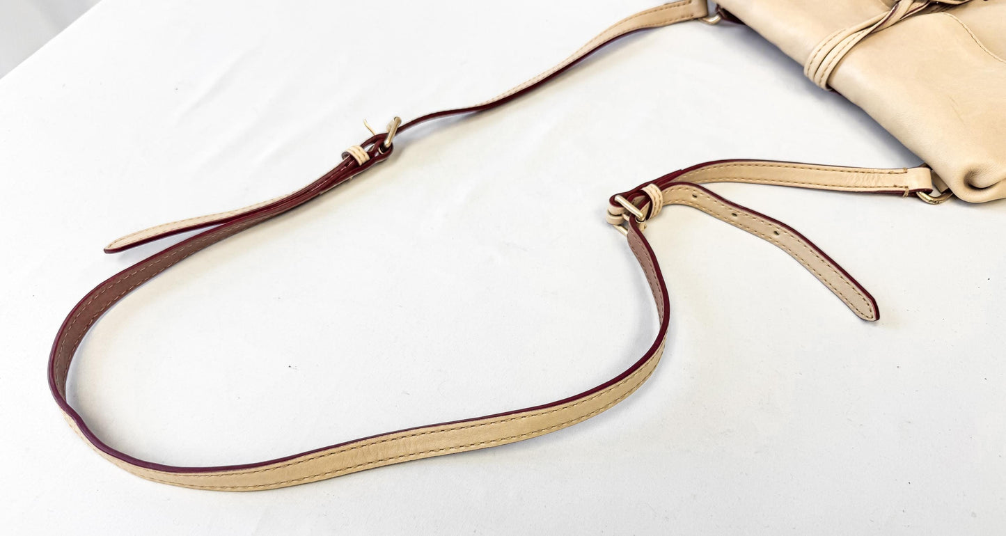 Vintage Dooney and Bourke Light Tan Diptina Medium Toggle Crossbody Bag