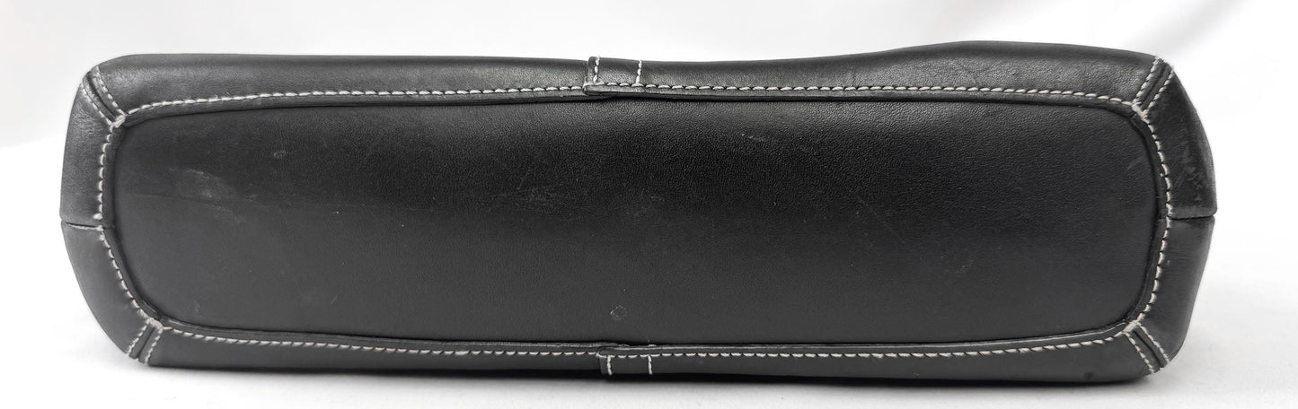 Y2K 00s Coach Signature Hamilton Black Monogram Hobo Canvas Leather Medium Shoulder Bag, Style 6824