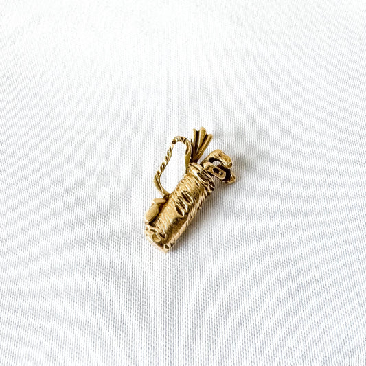 Vintage 14K Yellow Gold Michael Anthony Golf Bag with Clubs Pendant