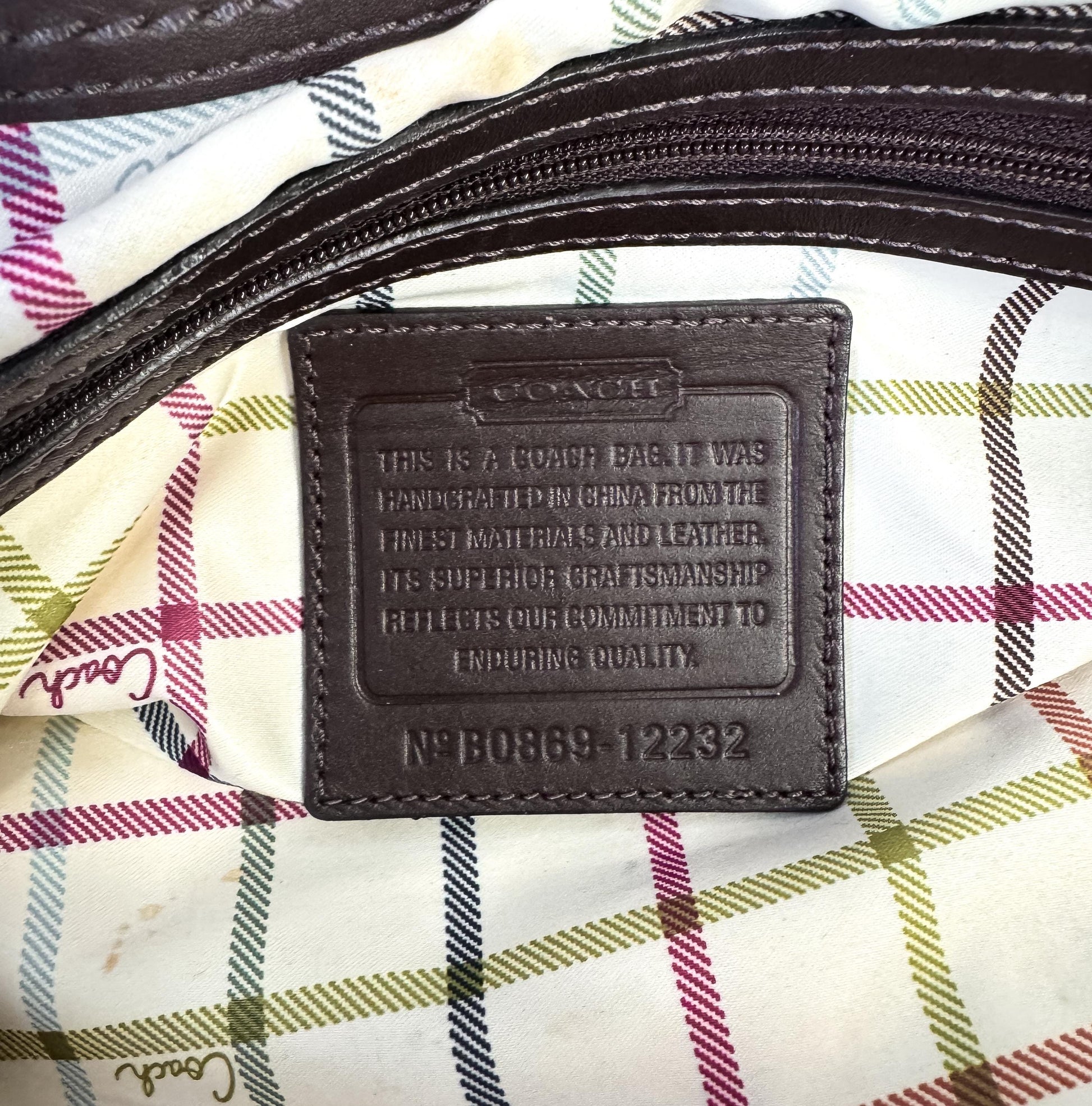 Y2K 00s Coach Ergo Framed Signature Brown Beige Kiss Lock Pleated Shoulder Bag, Style 12232