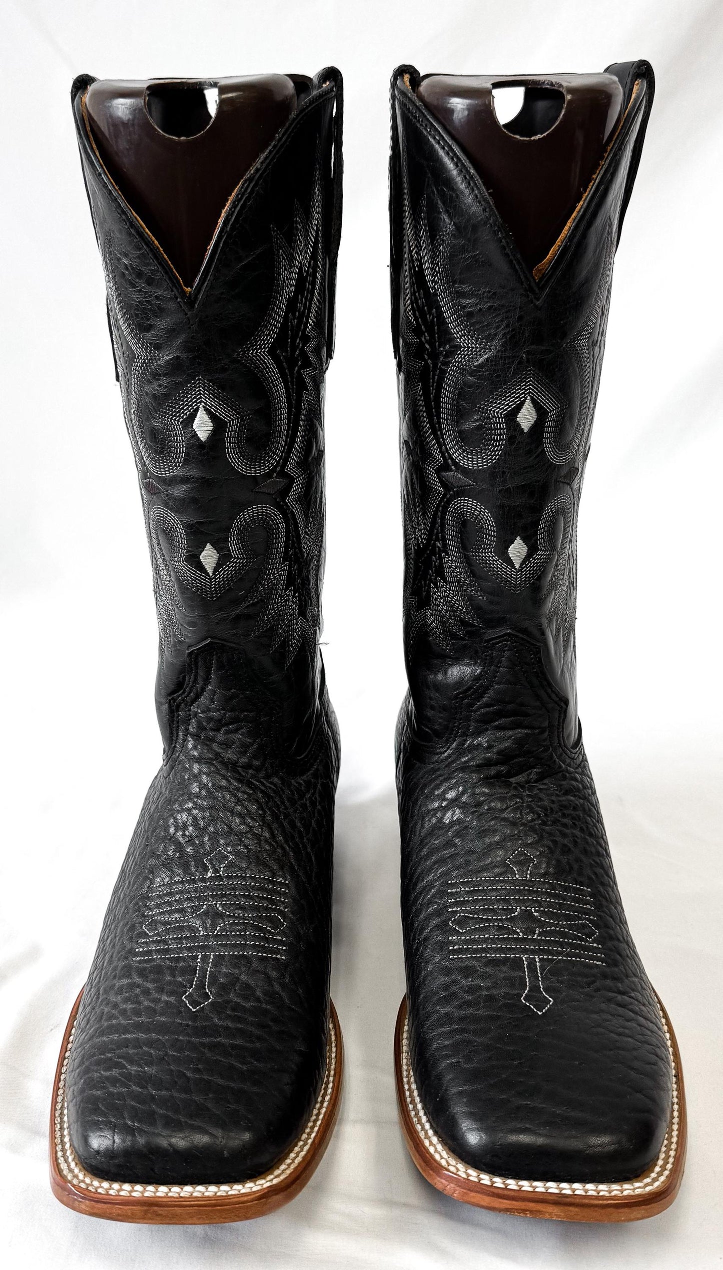 Vintage Alfa Black Leather Embroidered Cowboy Boots, Approx. Men's Sz 10.5EE, Vintage Western Boots