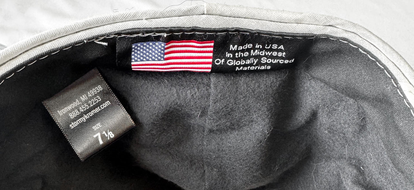 Vintage Stormy Kromer Black White Floral Band Wool Cap, Sz. 7 1/8