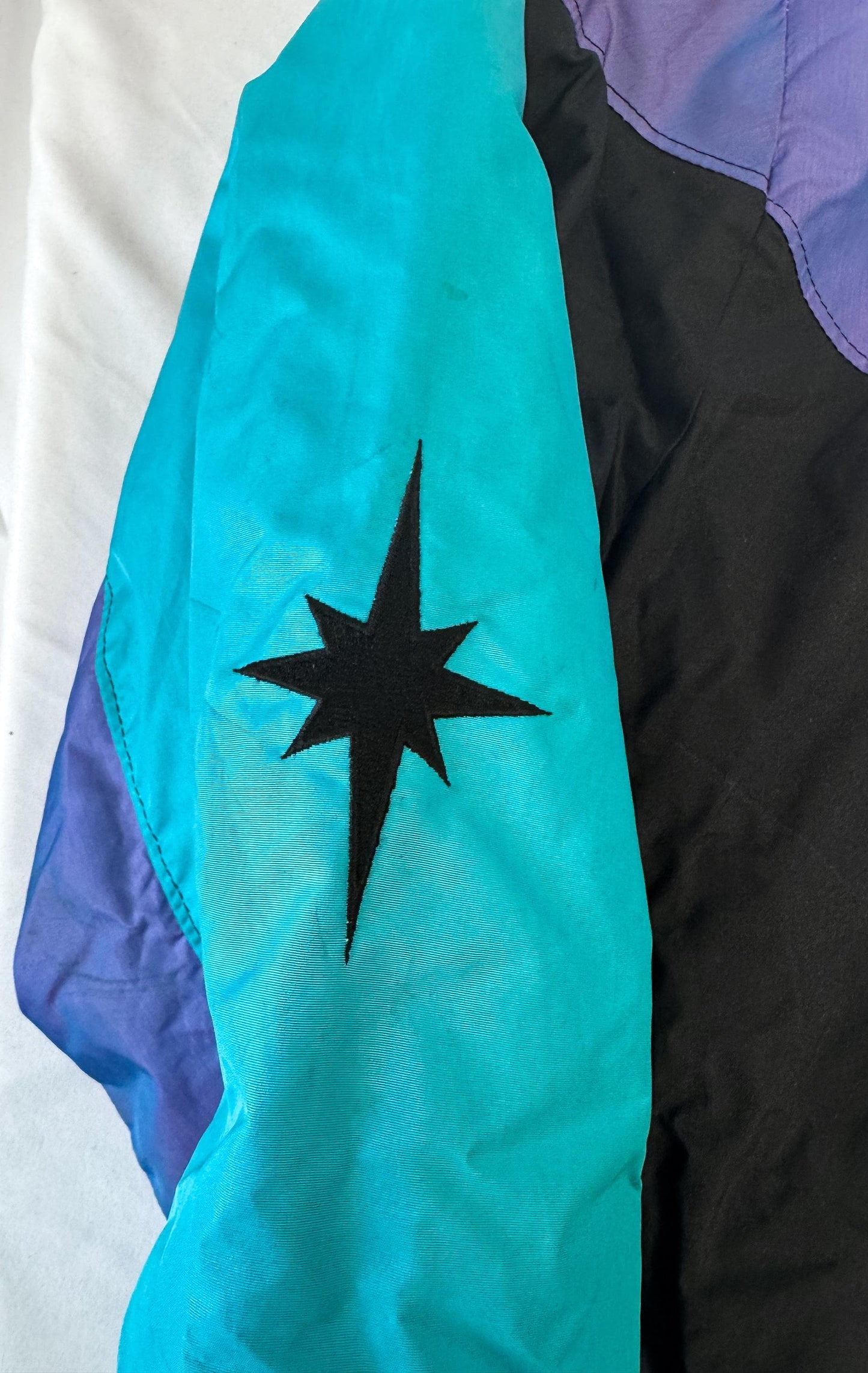 Vintage 90s Polaris Black Blue Purple Iridescent Bomber Jacket, Men's Sz. M, Retro Unisex Jacket