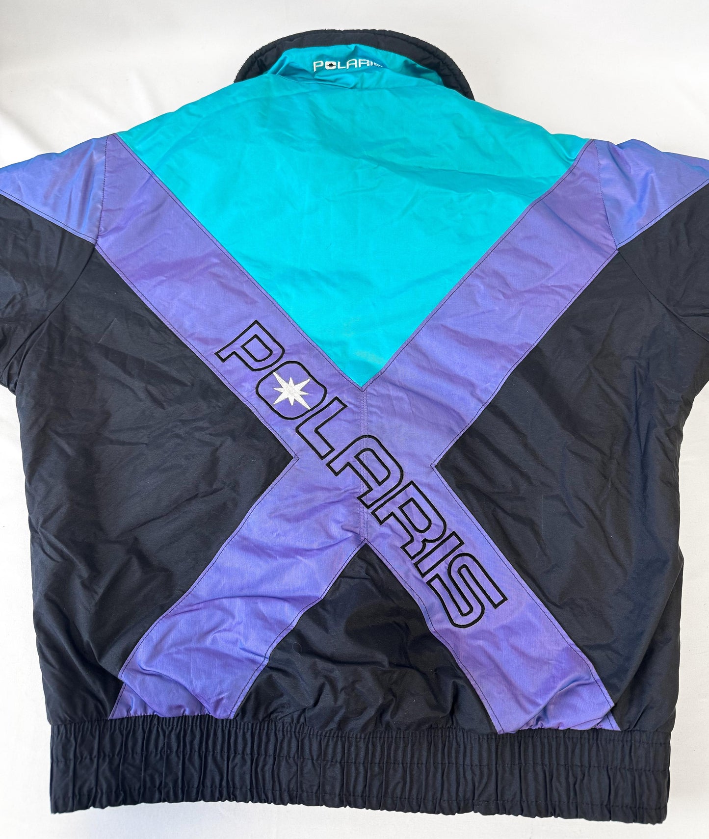 Vintage 90s Polaris Black Blue Purple Iridescent Bomber Jacket, Men's Sz. M, Retro Unisex Jacket