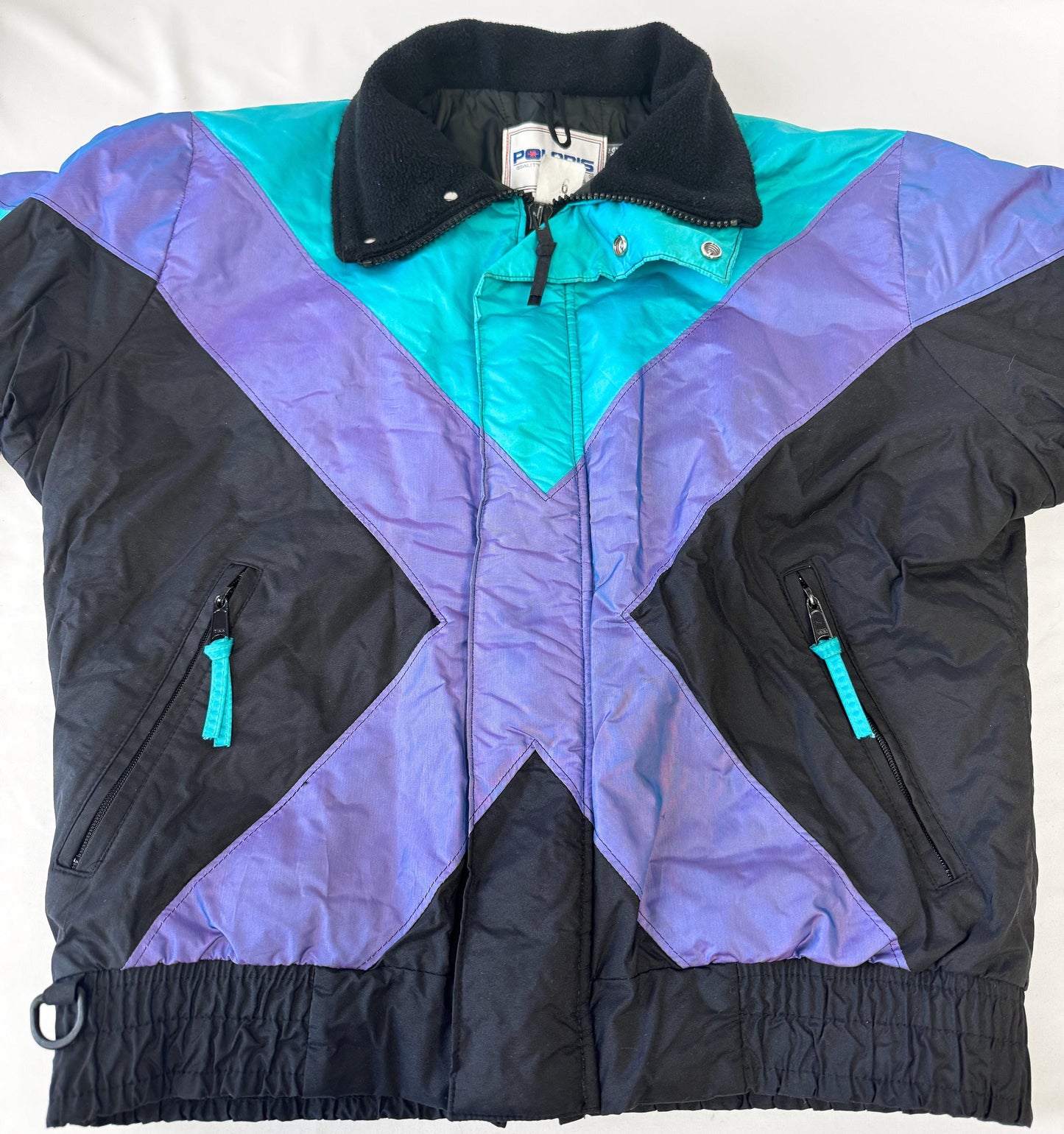 Vintage 90s Polaris Black Blue Purple Iridescent Bomber Jacket, Men's Sz. M, Retro Unisex Jacket