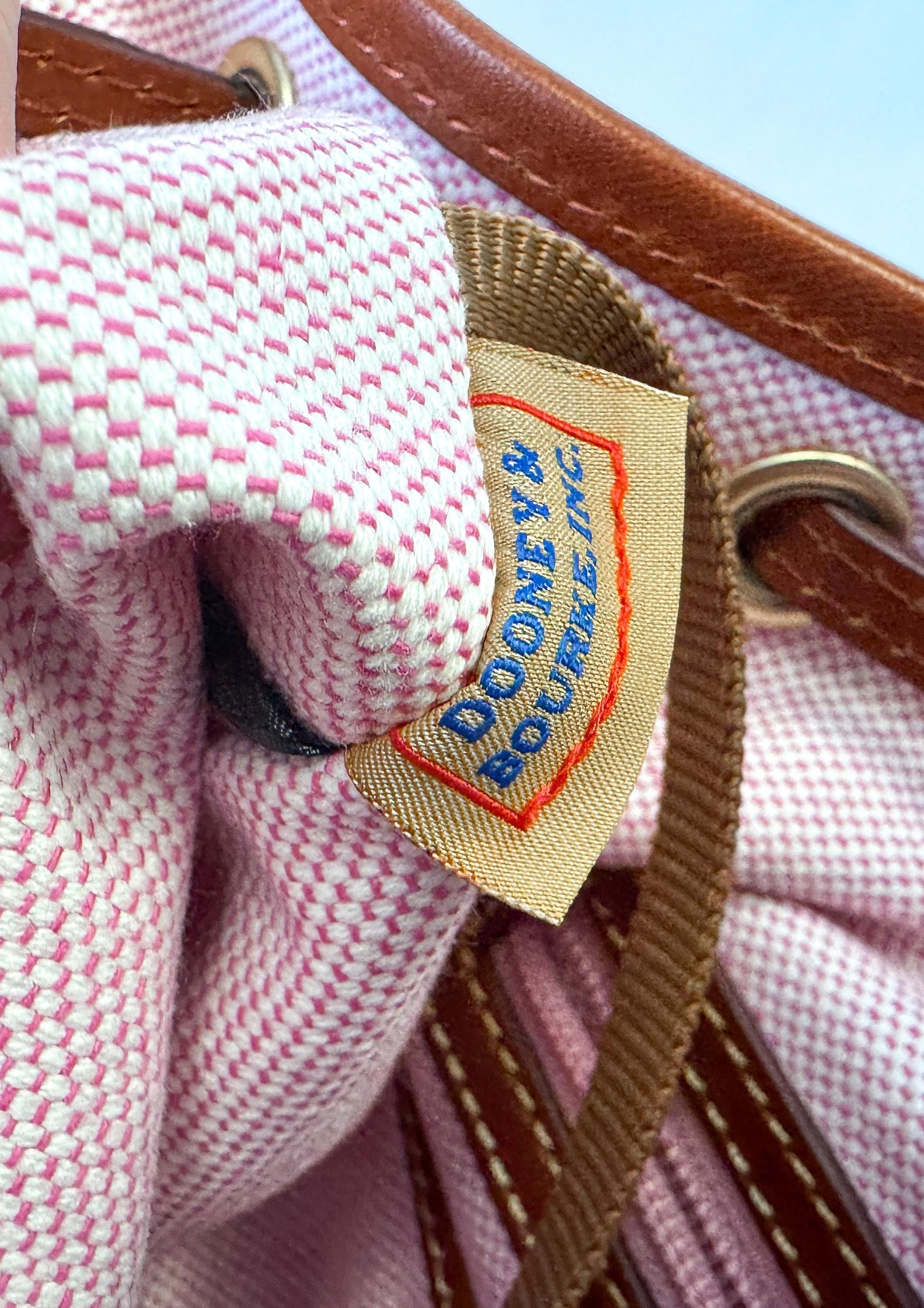 Modern Dooney and Bourke Dillen Elephant Gray Taupe Leather Drawstring Bucket Shoulder Bag