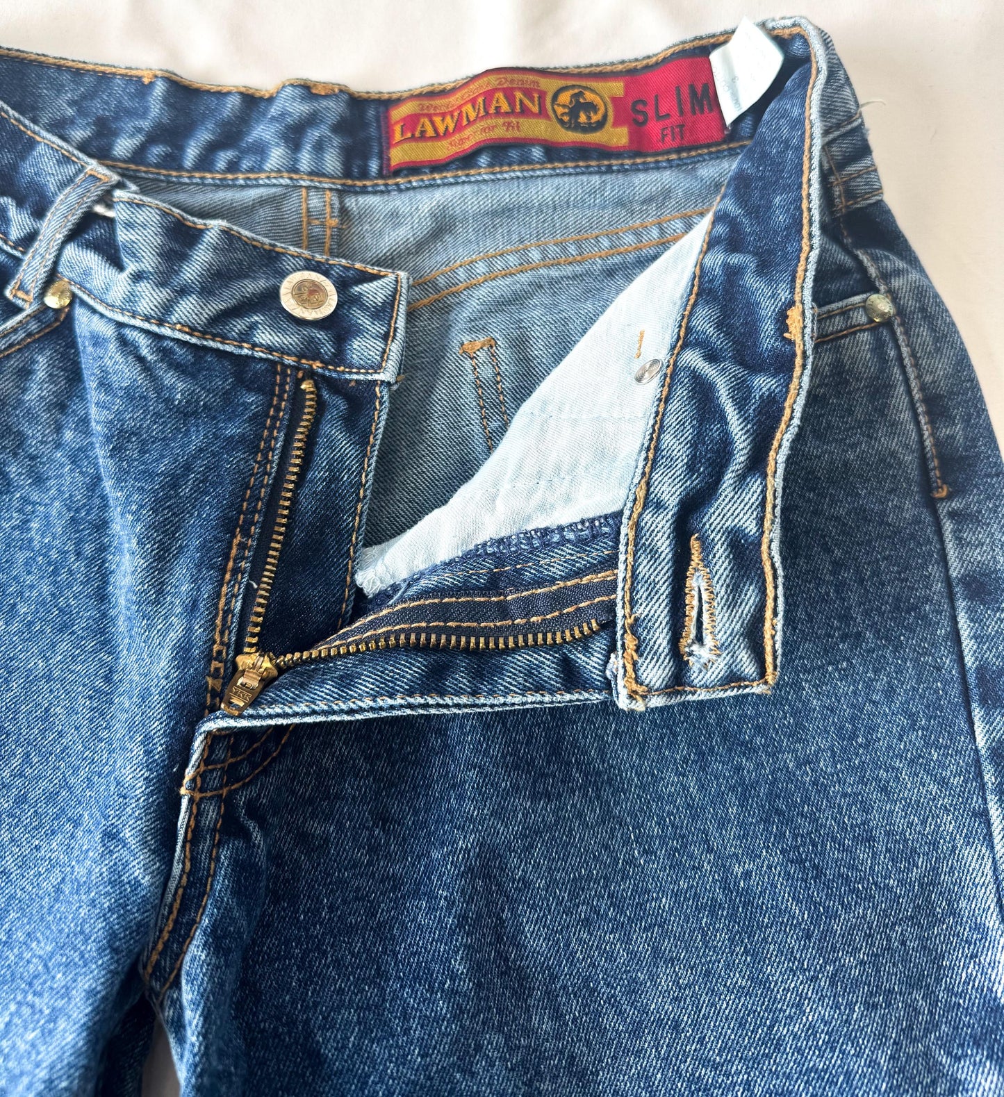 Vintage Lawman's Medium Wash Mid Rise Bootcut Jeans, Women's 26" x 30", Vintage Western Jeans