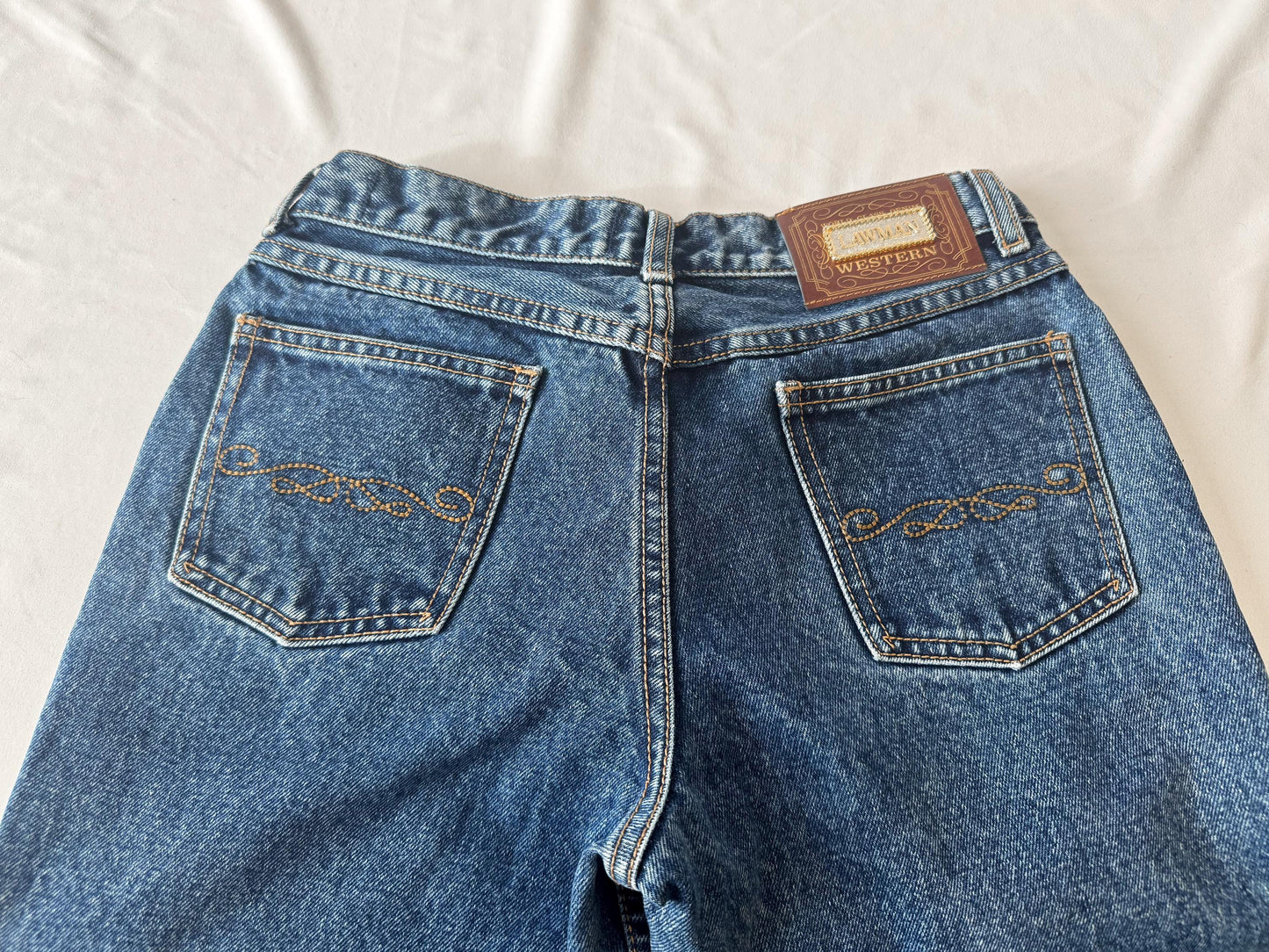 Vintage Lawman's Medium Wash Mid Rise Bootcut Jeans, Women's 26" x 30", Vintage Western Jeans