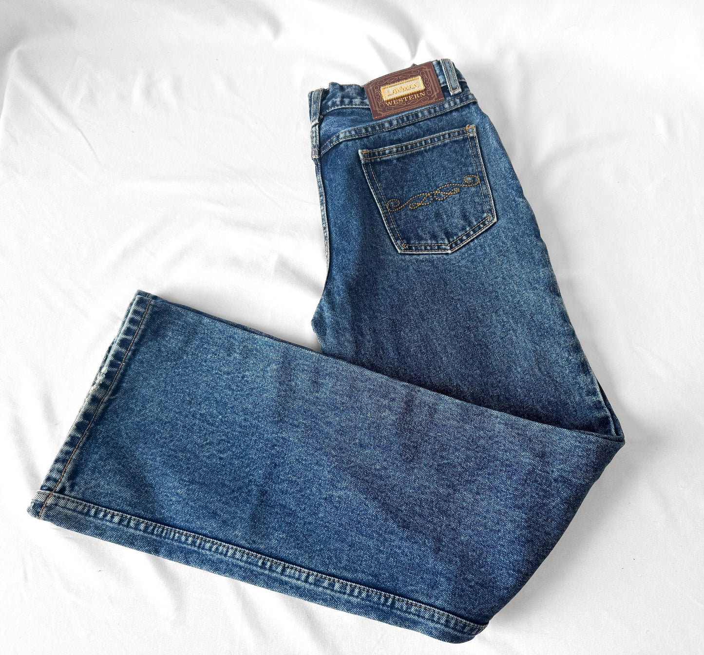 Vintage Lawman's Medium Wash Mid Rise Bootcut Jeans, Women's 26" x 30", Vintage Western Jeans