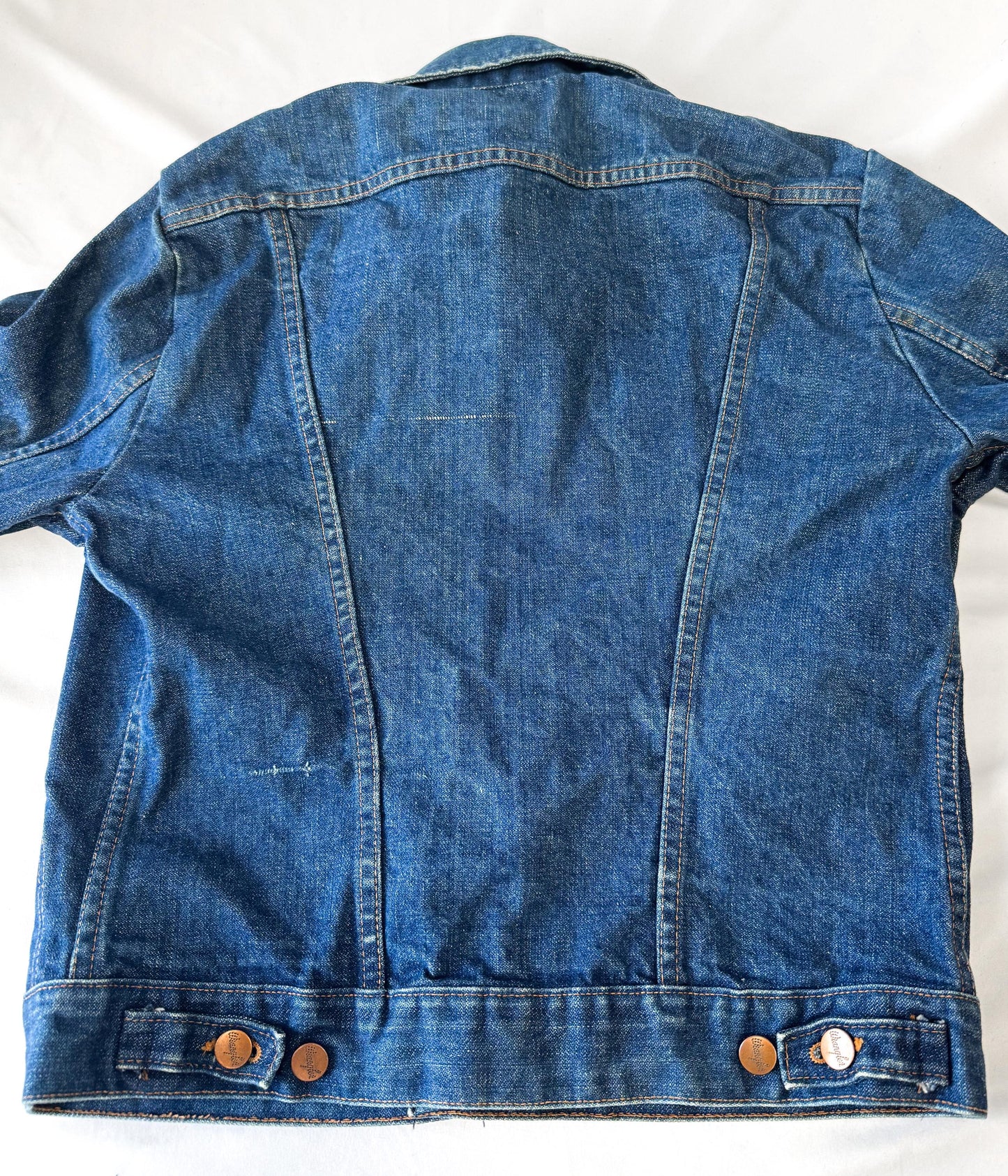 Vintage 70s Wrangler Dark Wash W-Stitch Denim Jean Jacket, Women's Sz. XS/S