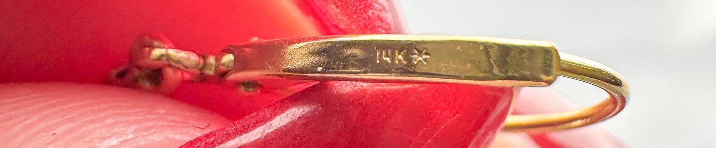 Vintage 14K Yellow Gold Blue Opal Circle Abstract Teardrop Earrings