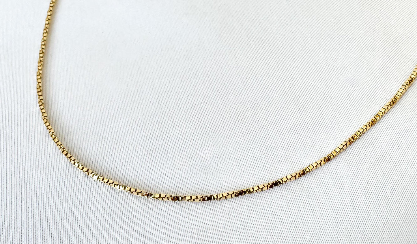 Vintage 14K Italy Yellow Gold Box Chain Necklace, Roughly 19.5", Roughly 1mm, Simple Dainty Everyday Minimalist Chain