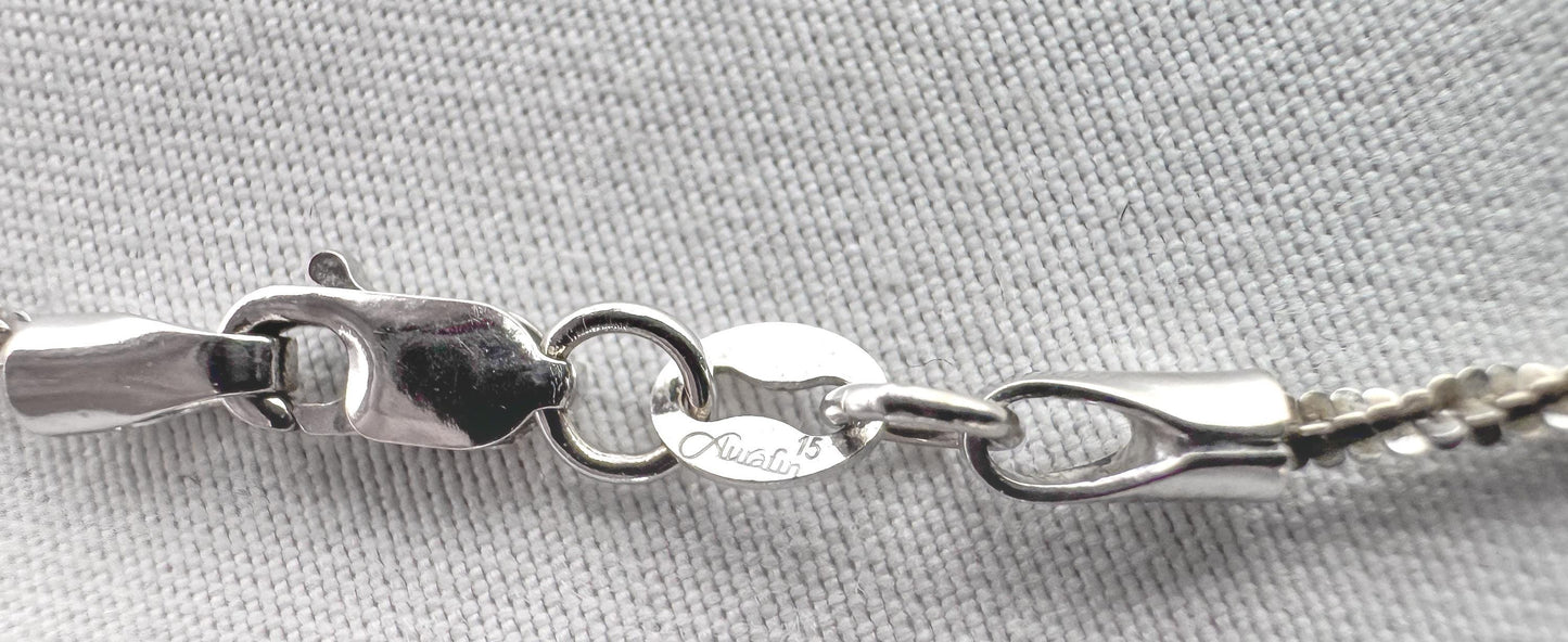 Vintage 14K Italy Aufrin White Gold Diamond Cut Rope Chain, Roughly 20", Roughly 2mm, Unisex Simple Everyday Layering Chain Necklace