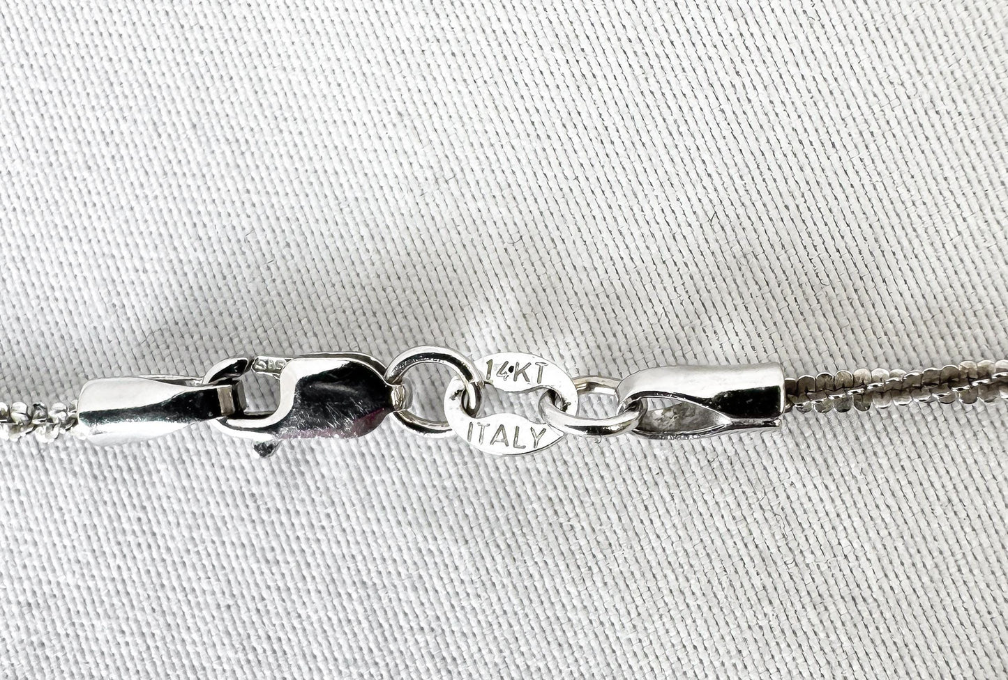 Vintage 14K Italy Aufrin White Gold Diamond Cut Rope Chain, Roughly 20", Roughly 2mm, Unisex Simple Everyday Layering Chain Necklace