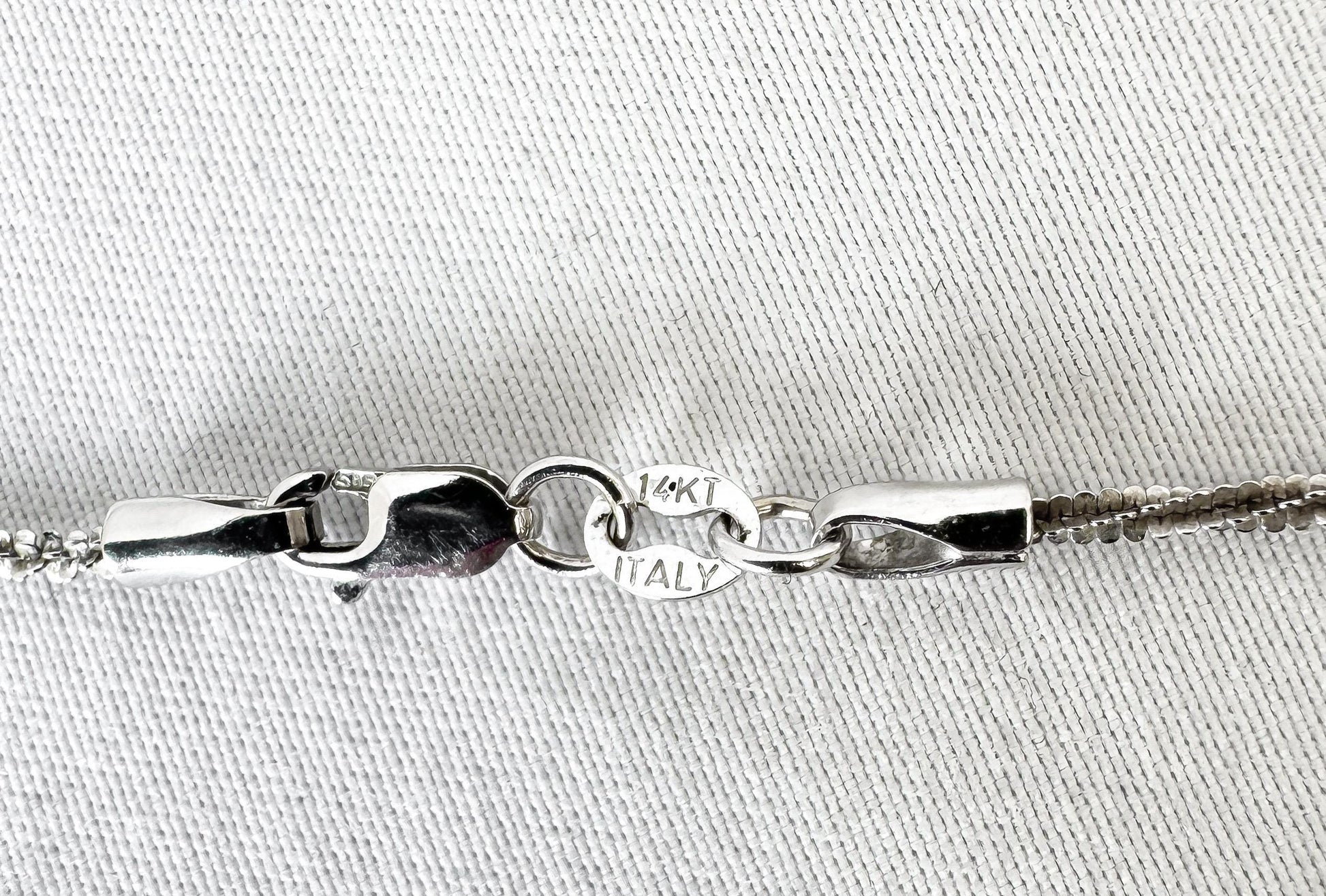 Vintage 14K Italy Aufrin White Gold Diamond Cut Rope Chain, Roughly 20", Roughly 2mm, Unisex Simple Everyday Layering Chain Necklace