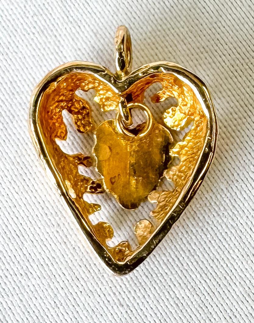 Vintage 10K CCO Black Hills Gold Heart Dangle Leaf Pendant, Vintage Black Hills Gold Jewelry