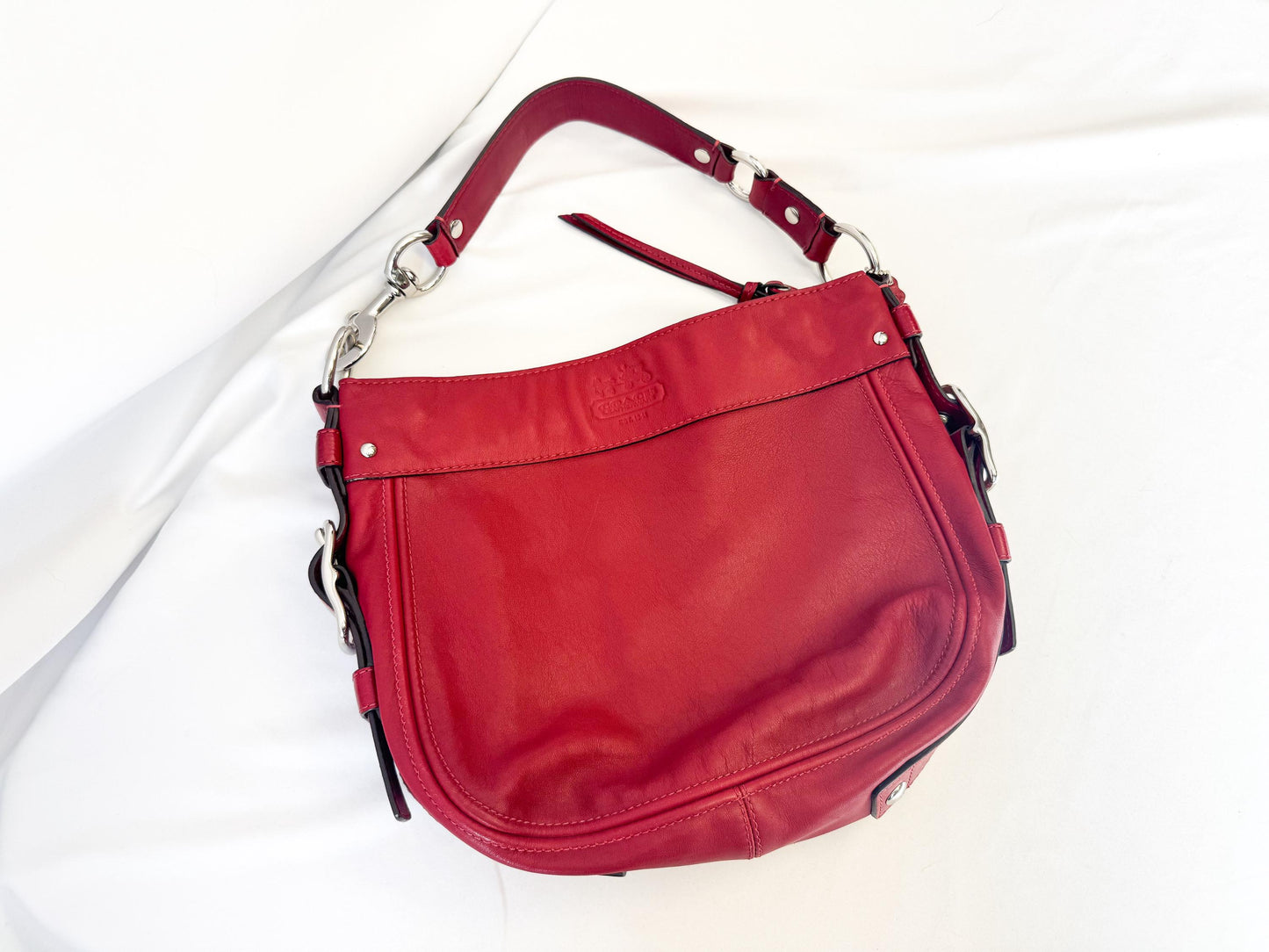 Coach Zoe Red Leather Hobo Shoulder Bag Style 12671