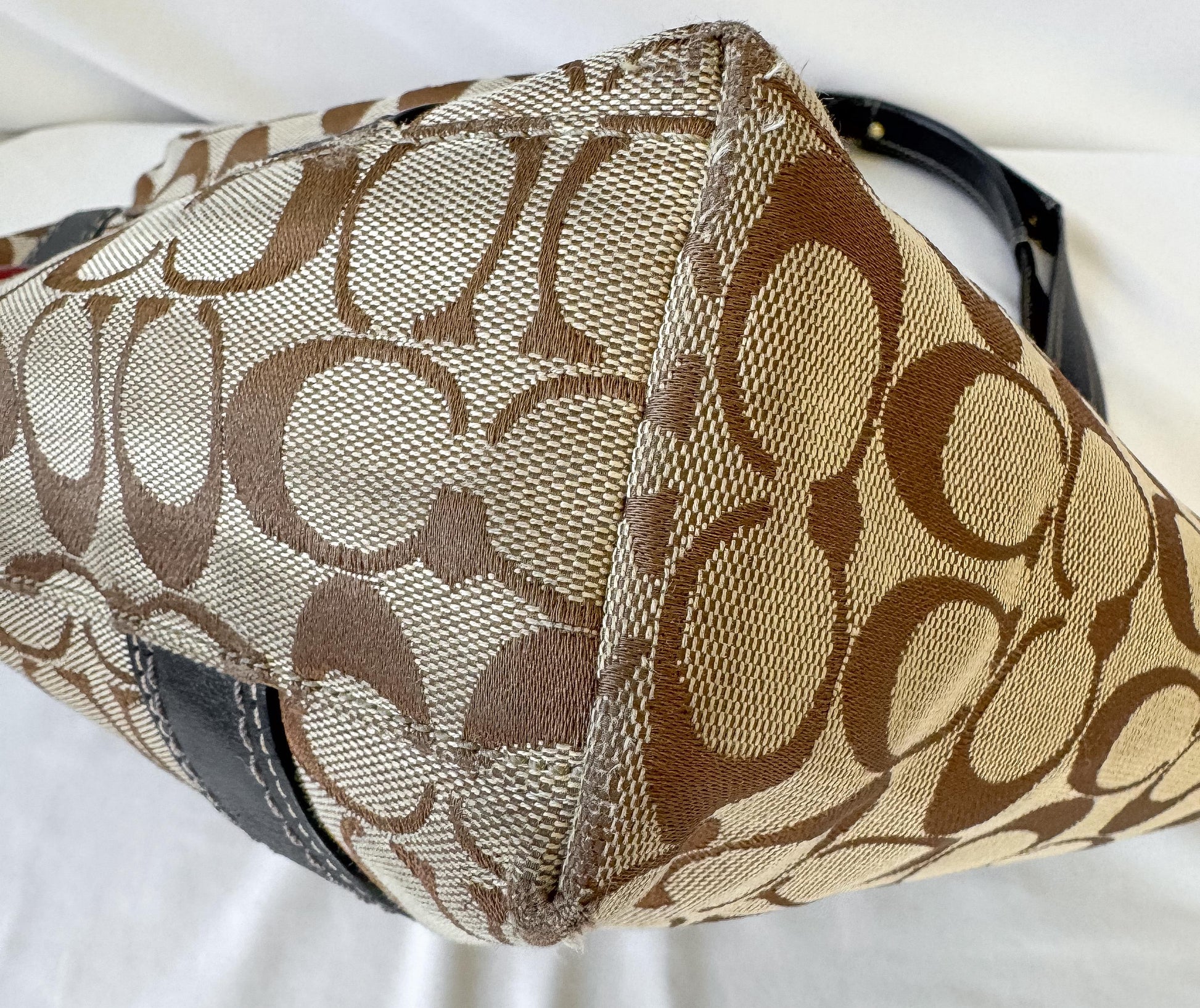 00s Coach Signature Large Legacy Turn Lock Shoulder Bag, Style 12289