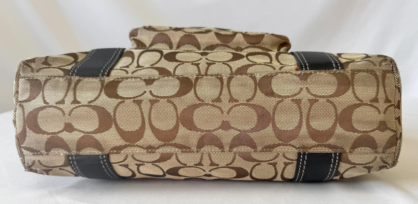 00s Coach Signature Large Legacy Turn Lock Shoulder Bag, Style 12289