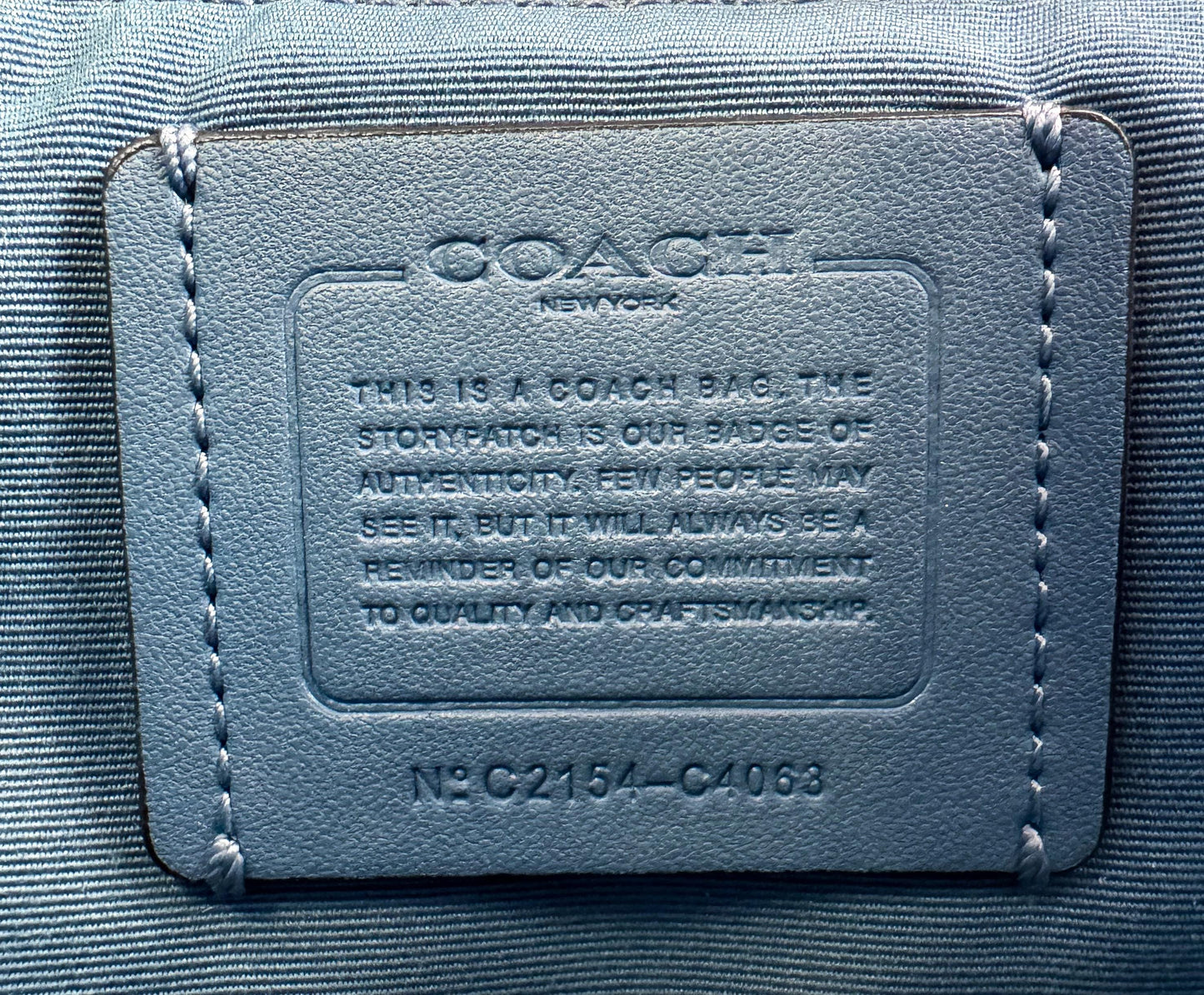 Modern Coach Midnight Blue Horse & Carriage Embossed Pebbled Leather Shoulder Tote Bag, Style C4063