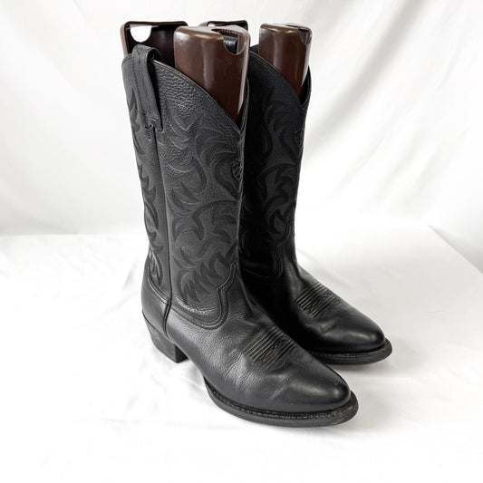 Vintage Style Ariat Heritage R Black Cowboy Boots Style 10002218, Men's Sz. 8.5EE, Vintage Western Festival Boots